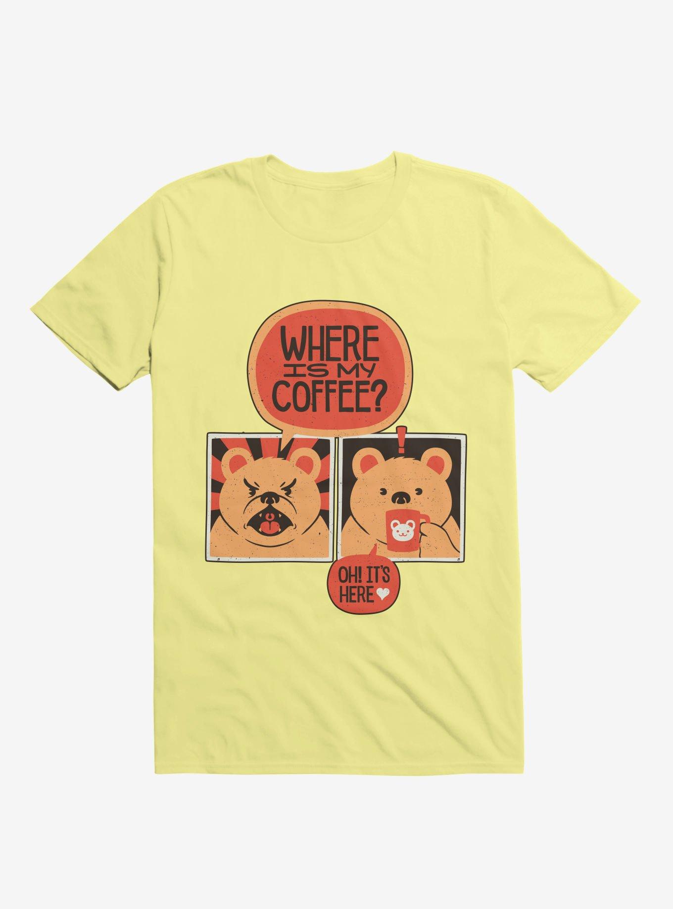 Where Is My Coffee Angry Bear T-Shirt, CORN SILK, hi-res
