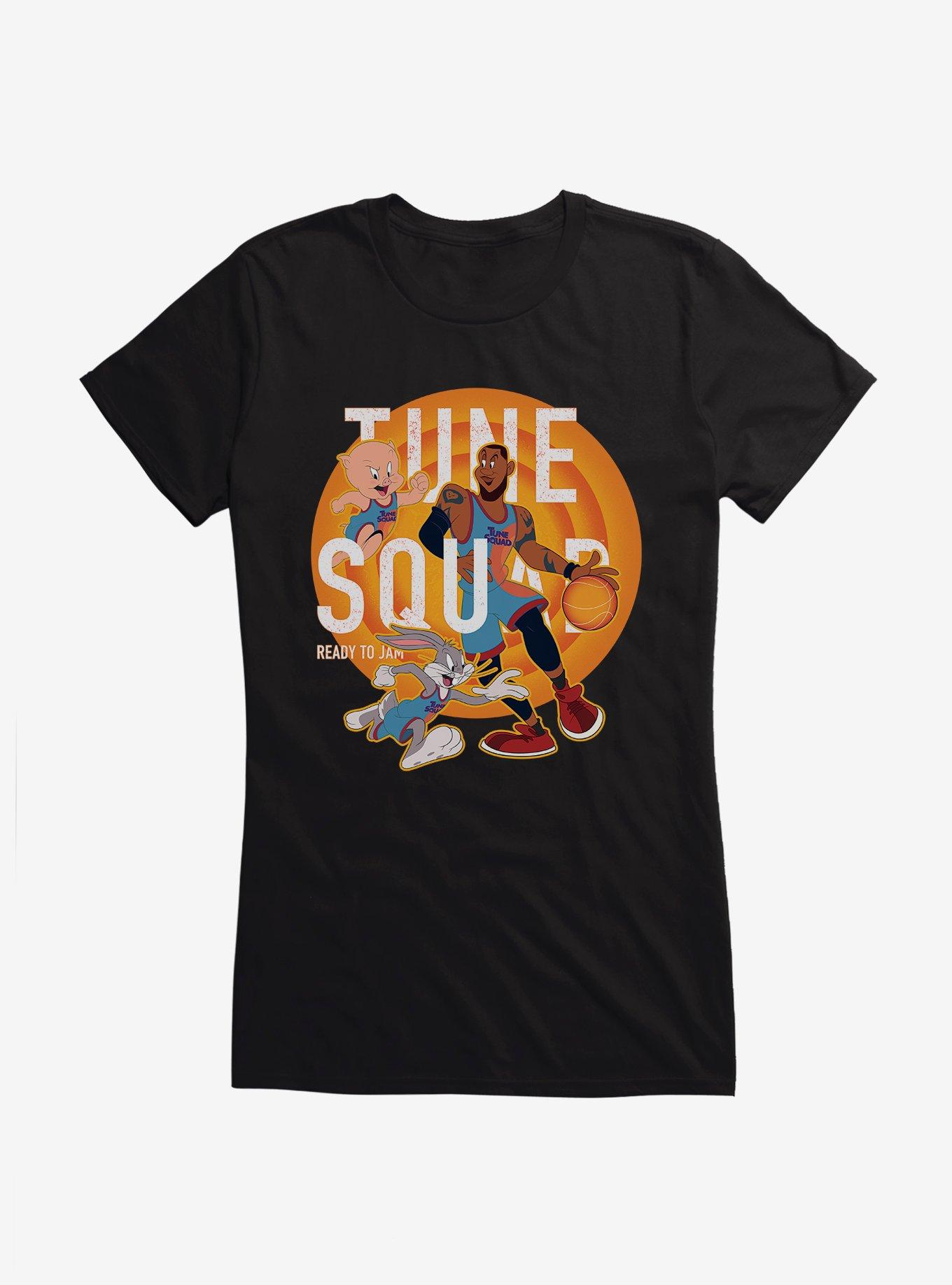 Space Jam: A New Legacy LeBron, Bugs Bunny And Porky Pig Tune Squad Girls T-Shirt, BLACK, hi-res