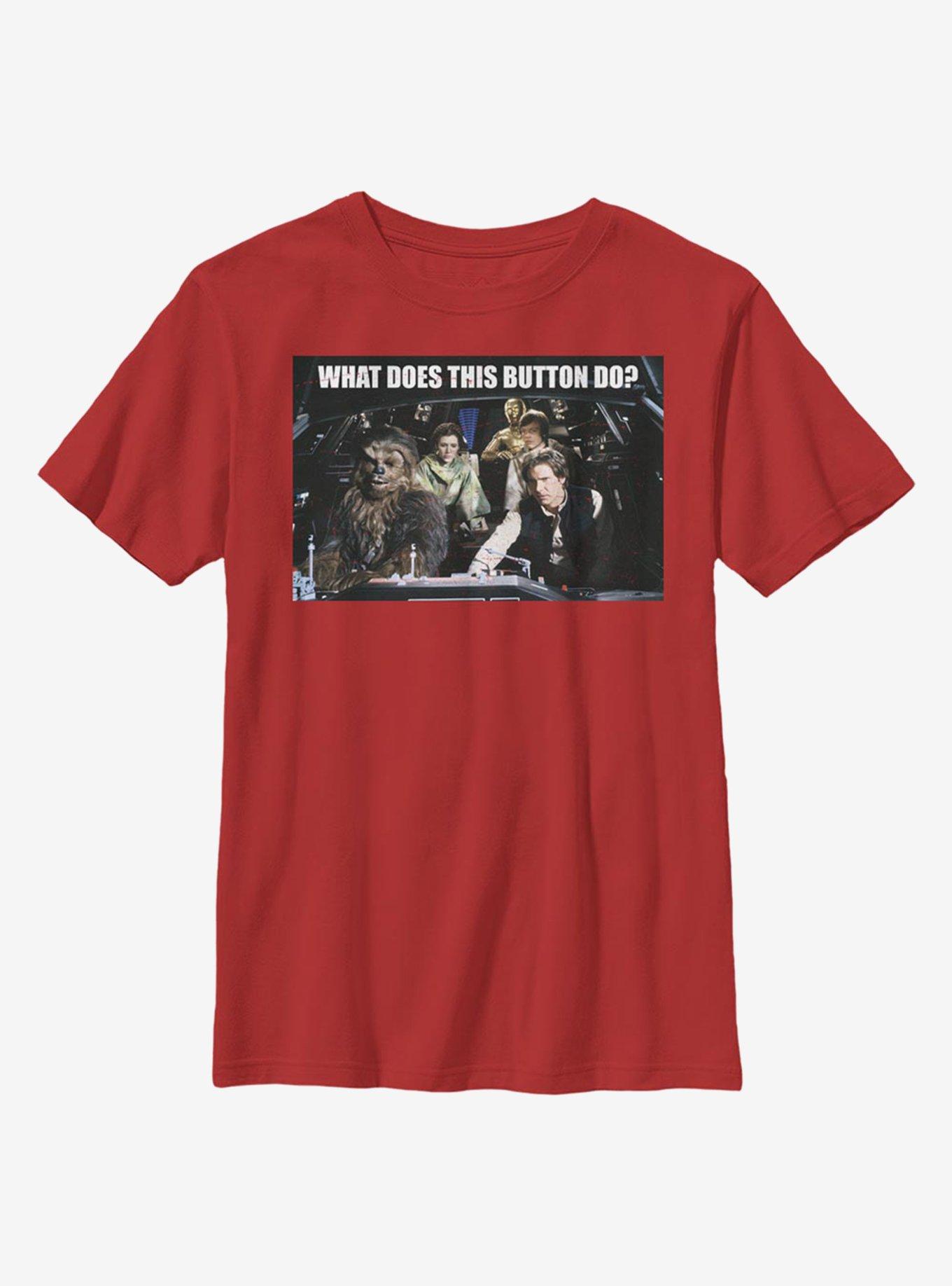 Star Wars Falcon What Does This Button Do? Youth T-Shirt