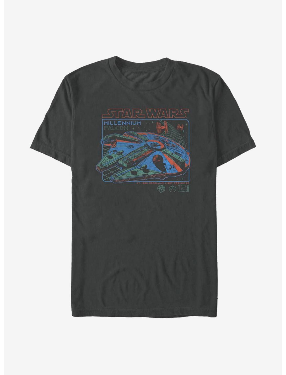 Star Wars Falcon Blue Print T-Shirt, CHARCOAL, hi-res