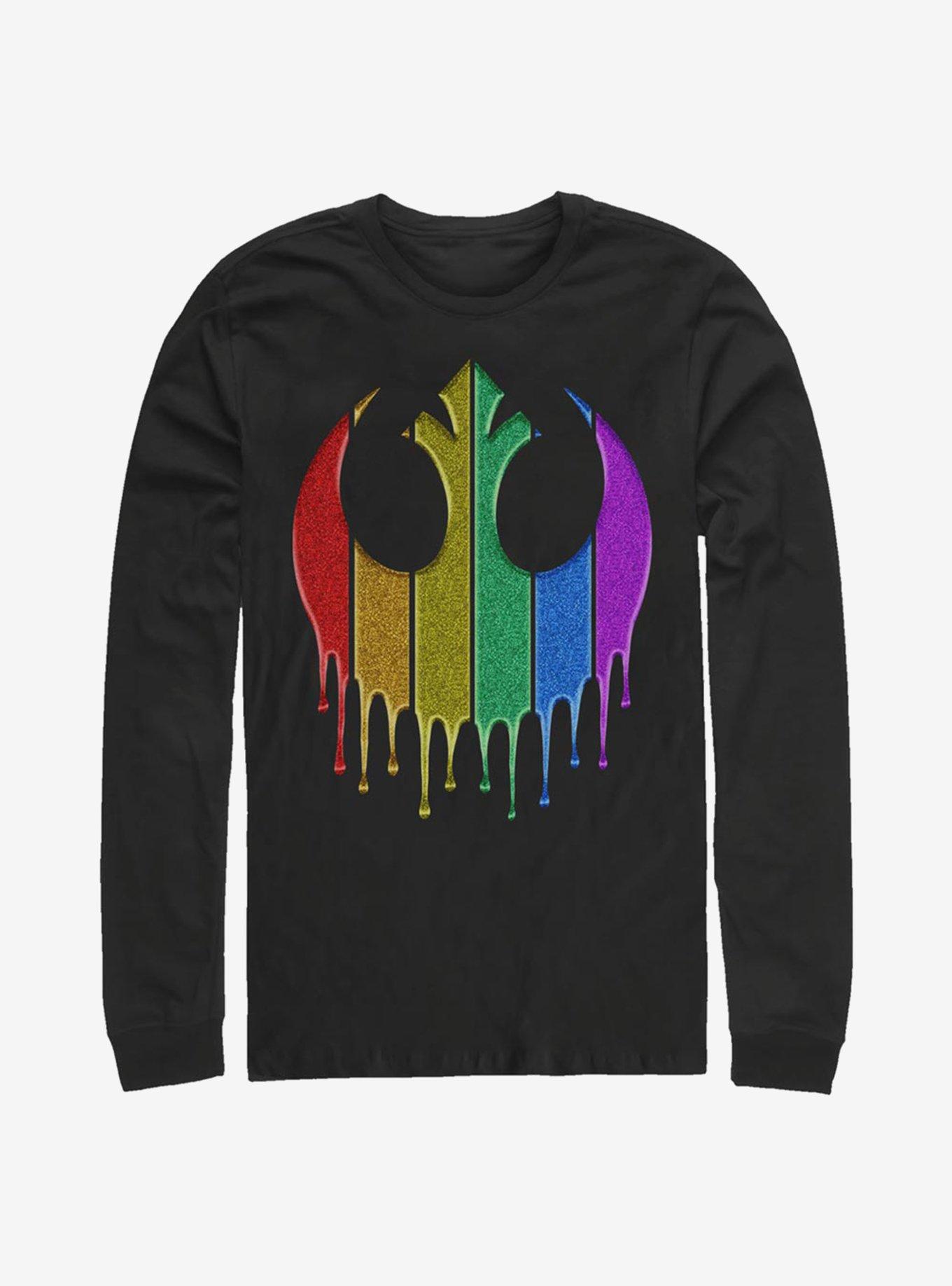 Star Wars Rainbow Rebel Drip Long-Sleeve T-Shirt, BLACK, hi-res