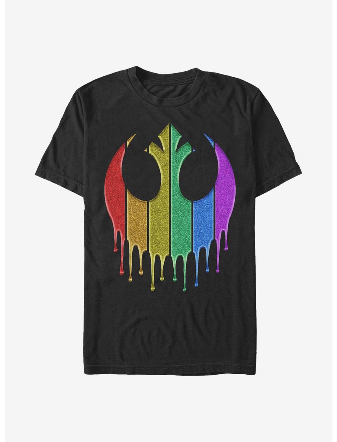 Star Wars Rainbow Rebel Drip T-Shirt, BLACK, hi-res