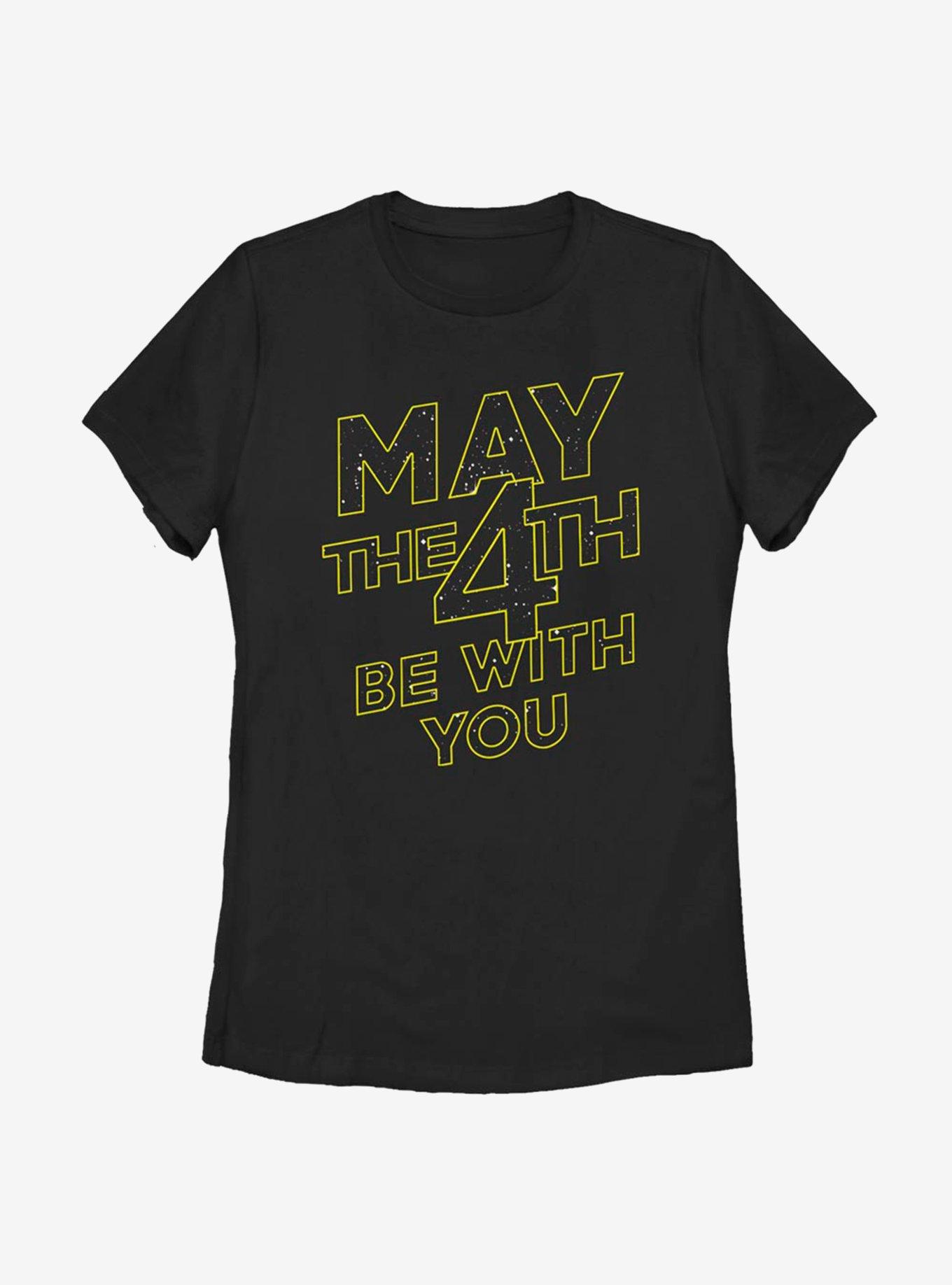 Star Wars May The 4th Be With You Outline Womens T-Shirt, BLACK, hi-res