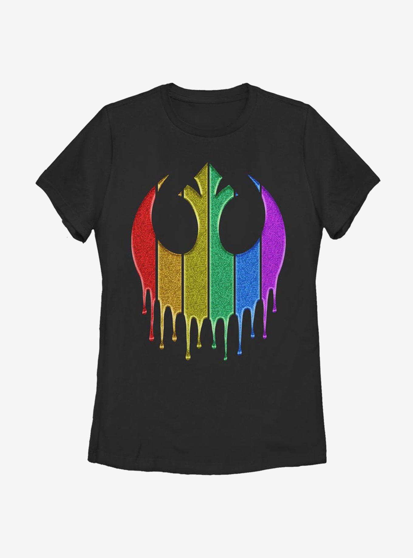 Star Wars Rainbow Rebel Drip Womens T-Shirt, BLACK, hi-res