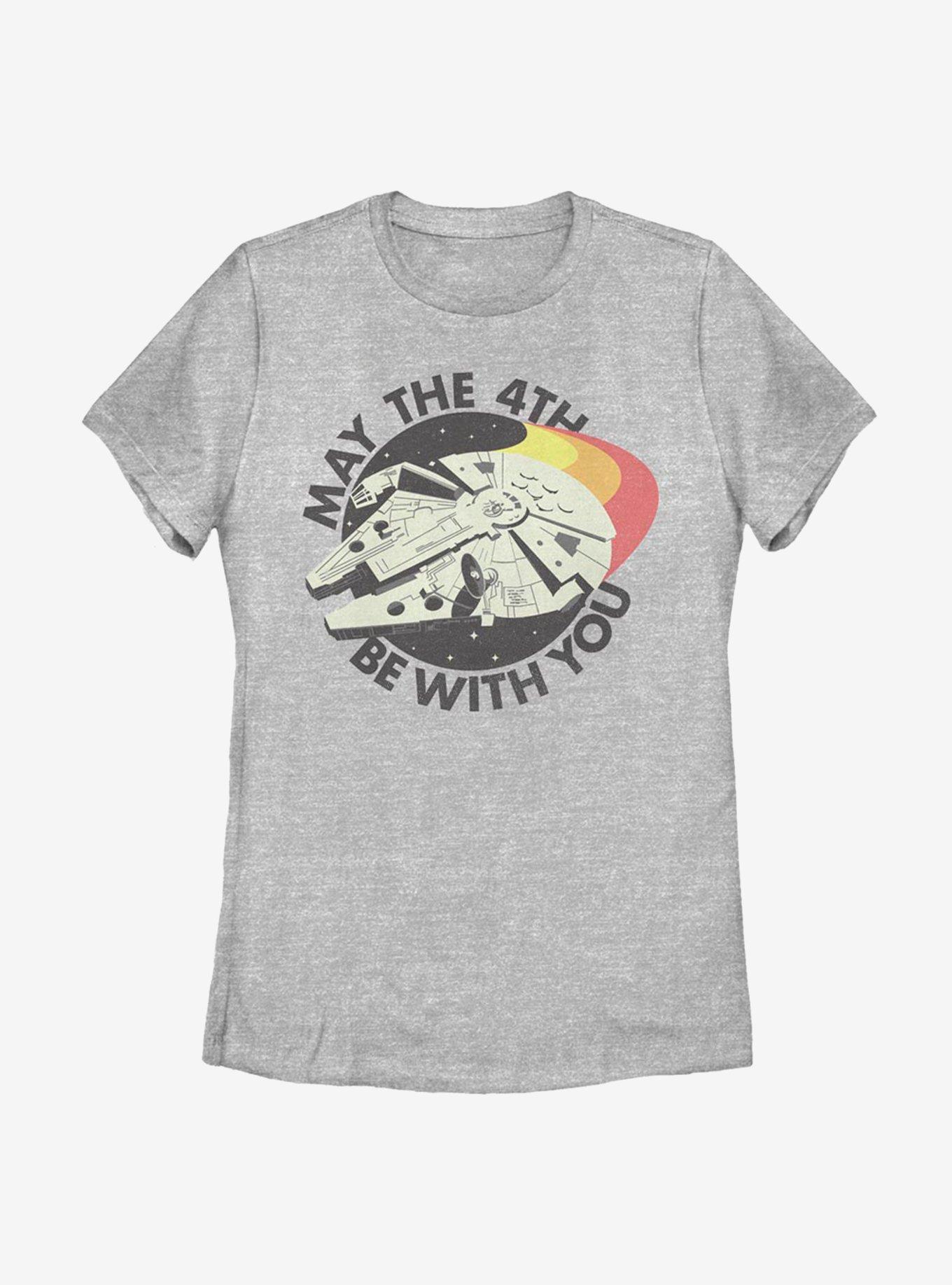 Star Wars May The 4th Be With You Retro Falcon Womens T-Shirt, ATH HTR, hi-res