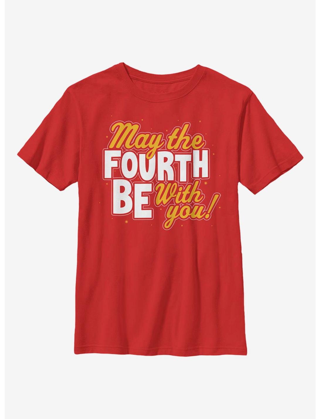 Star Wars May The Fourth Be With You! Lettering Youth T-Shirt, RED, hi-res