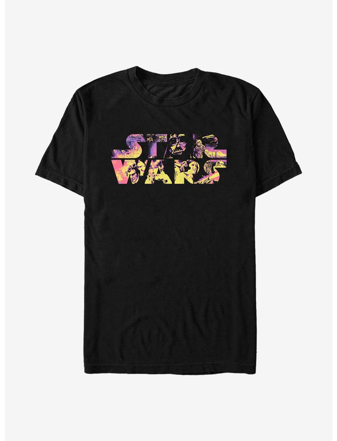 Star Wars Logo Poster Colors T-Shirt, BLACK, hi-res