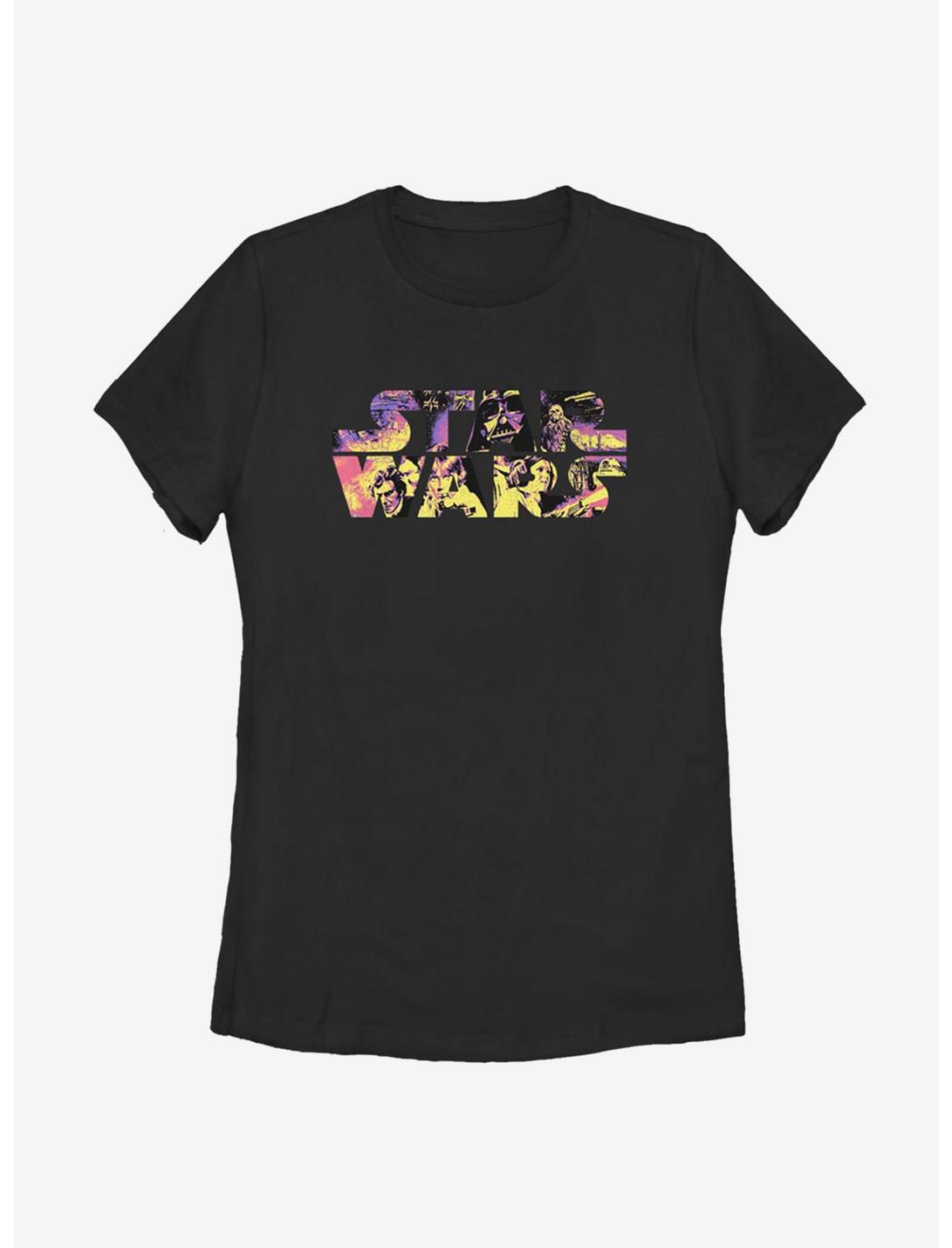 Star Wars Logo Poster Colors Womens T-Shirt, BLACK, hi-res