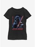Star Wars Darth Vader Empire Japanese Text Youth Girl T-Shirt, BLACK, hi-res