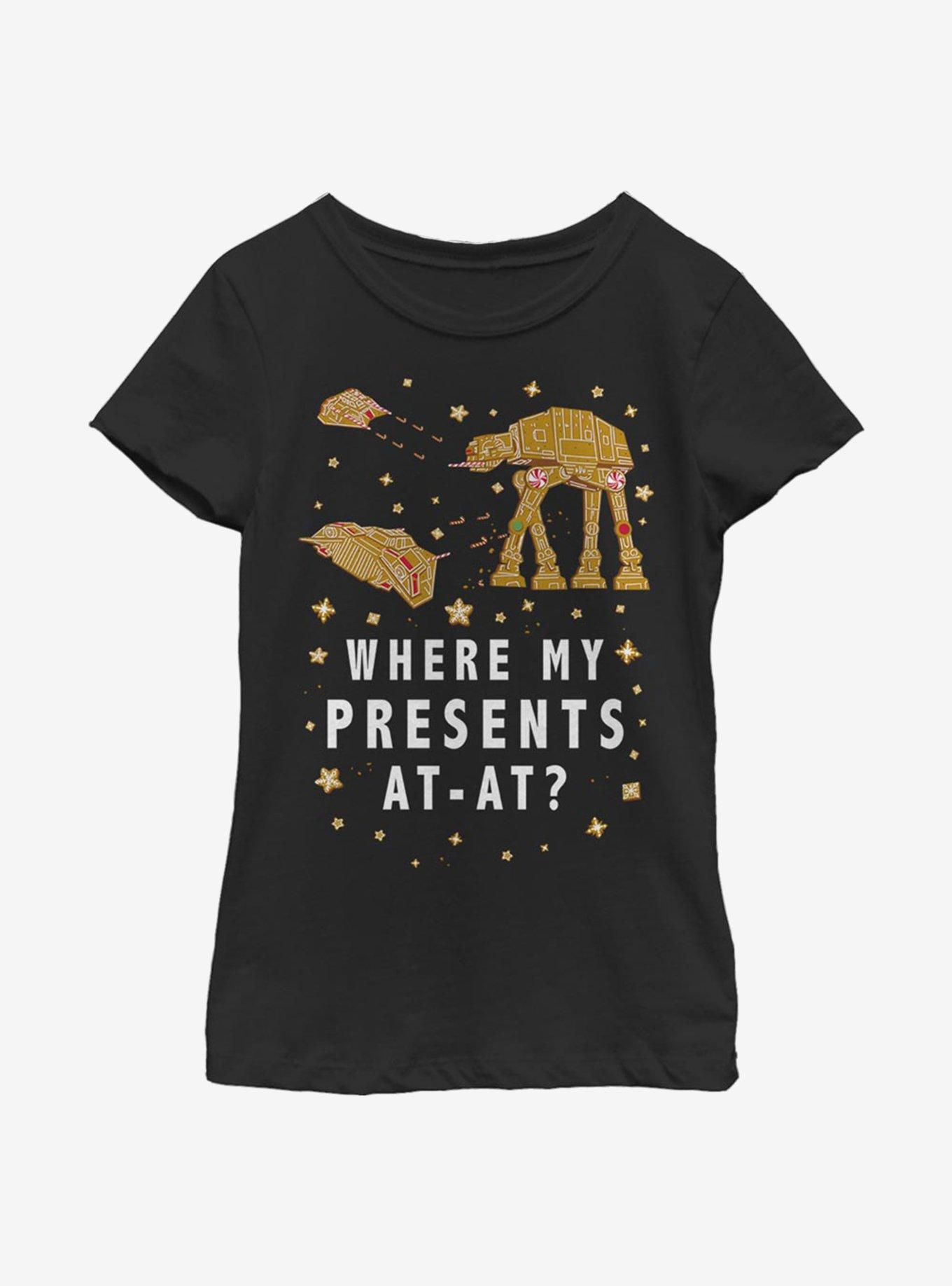 Star Wars Gingerbread AT-AT Youth Girl T-Shirt, BLACK, hi-res