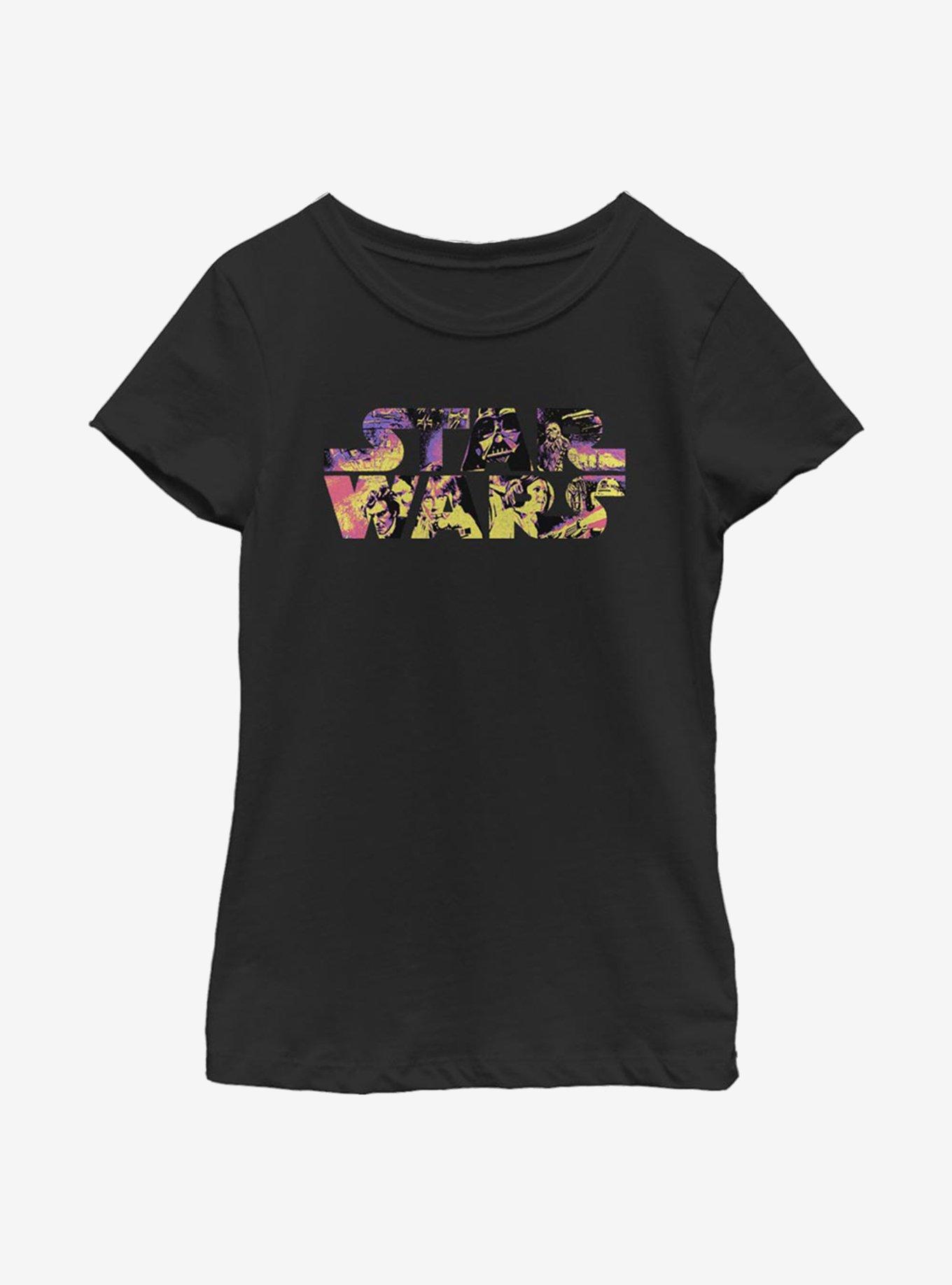 Star Wars Logo Poster Colors Youth Girl T-Shirt, , hi-res