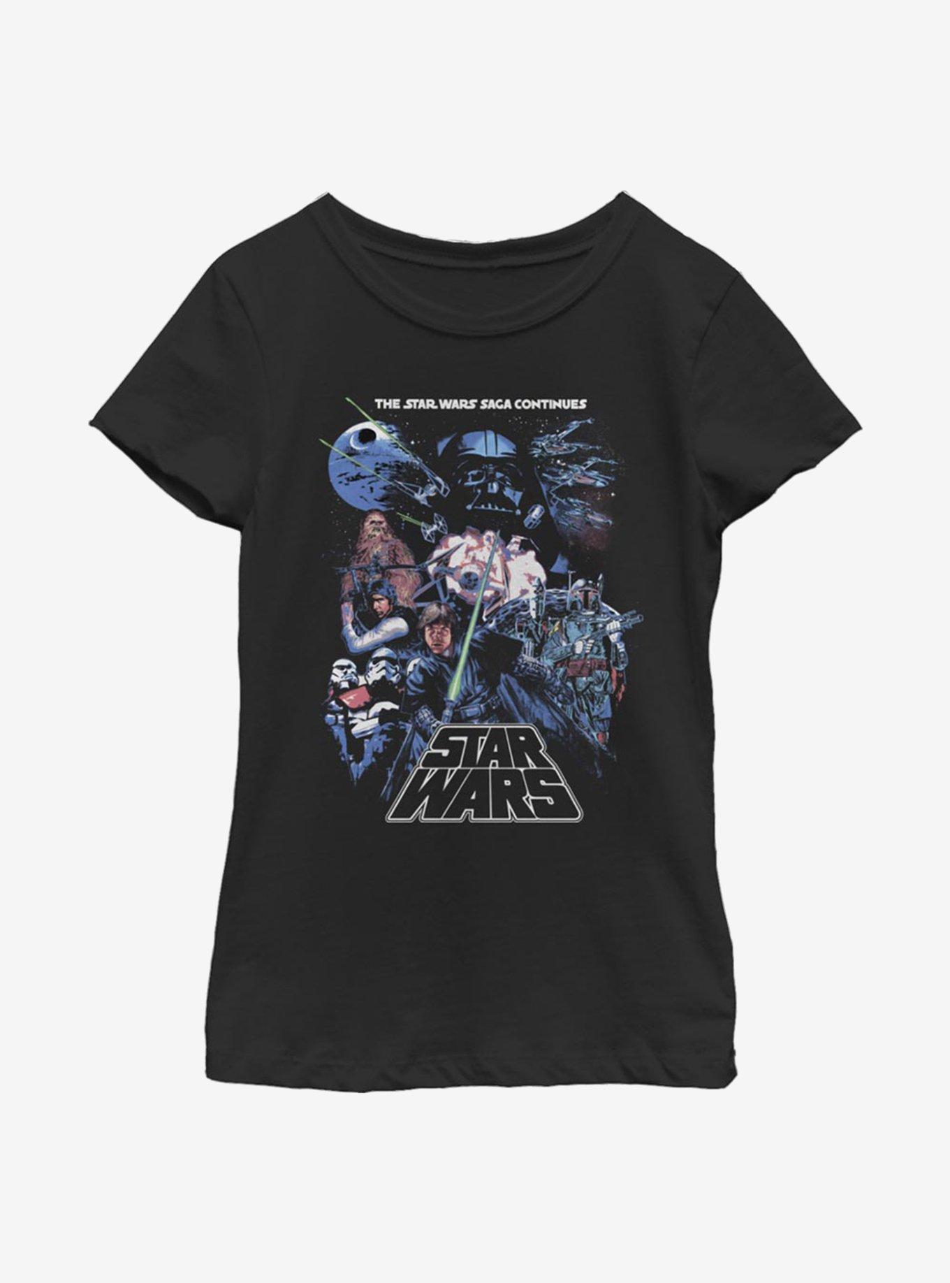 Star Wars Saga Group Youth Girl T-Shirt, BLACK, hi-res