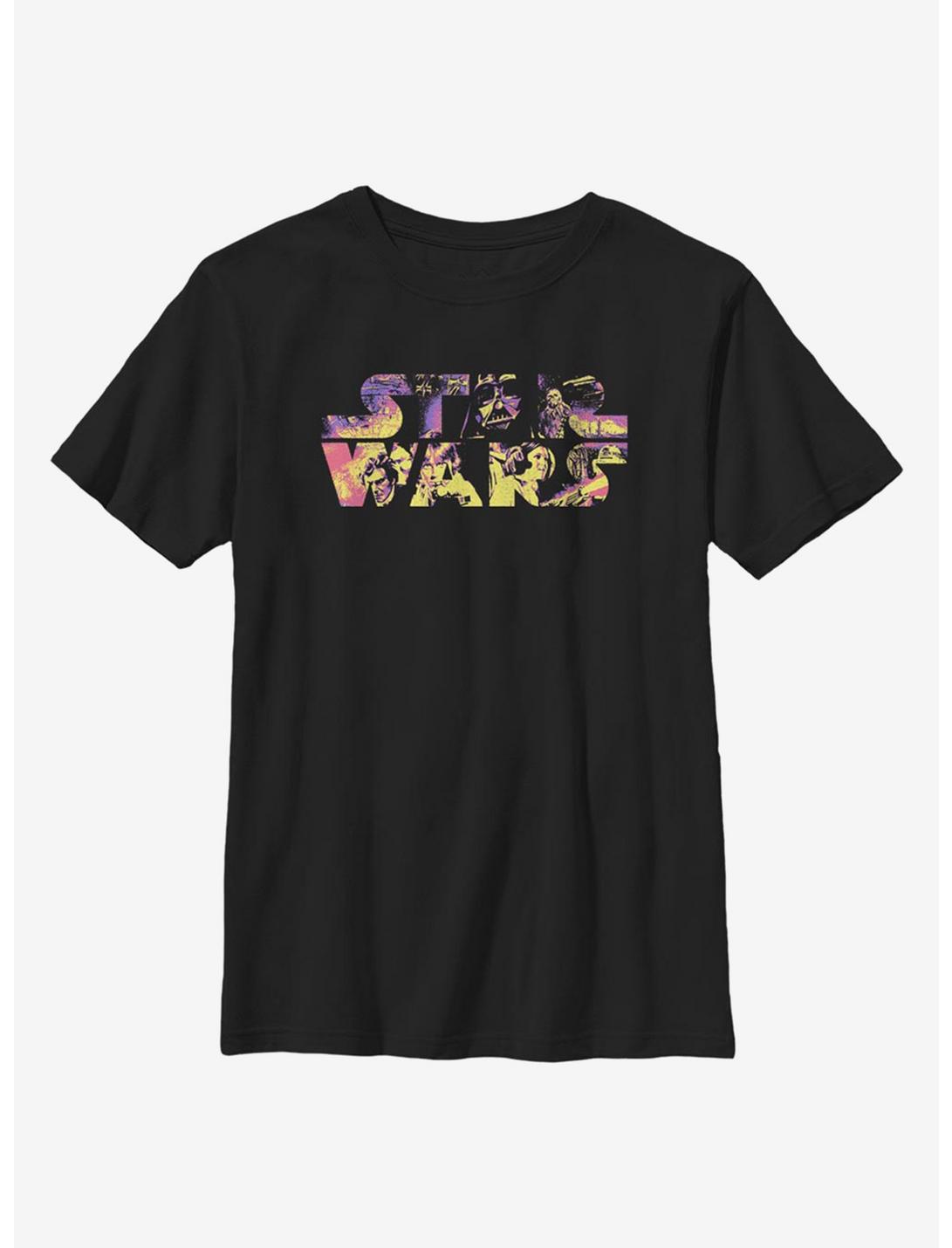 Star Wars Logo Poster Colors Youth T-Shirt, BLACK, hi-res