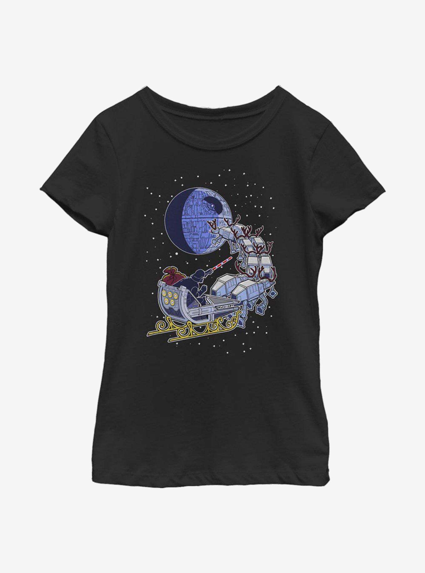 Star Wars Vader Sleigh Youth Girls T-Shirt, BLACK, hi-res