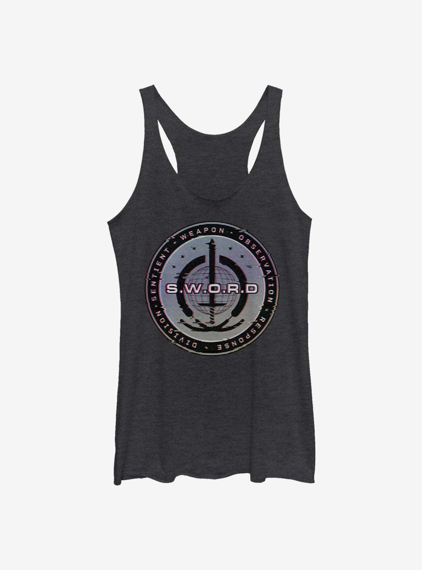 Marvel WandaVision S.W.O.R.D. Digital Logo Womens Tank Top, BLK HTR, hi-res