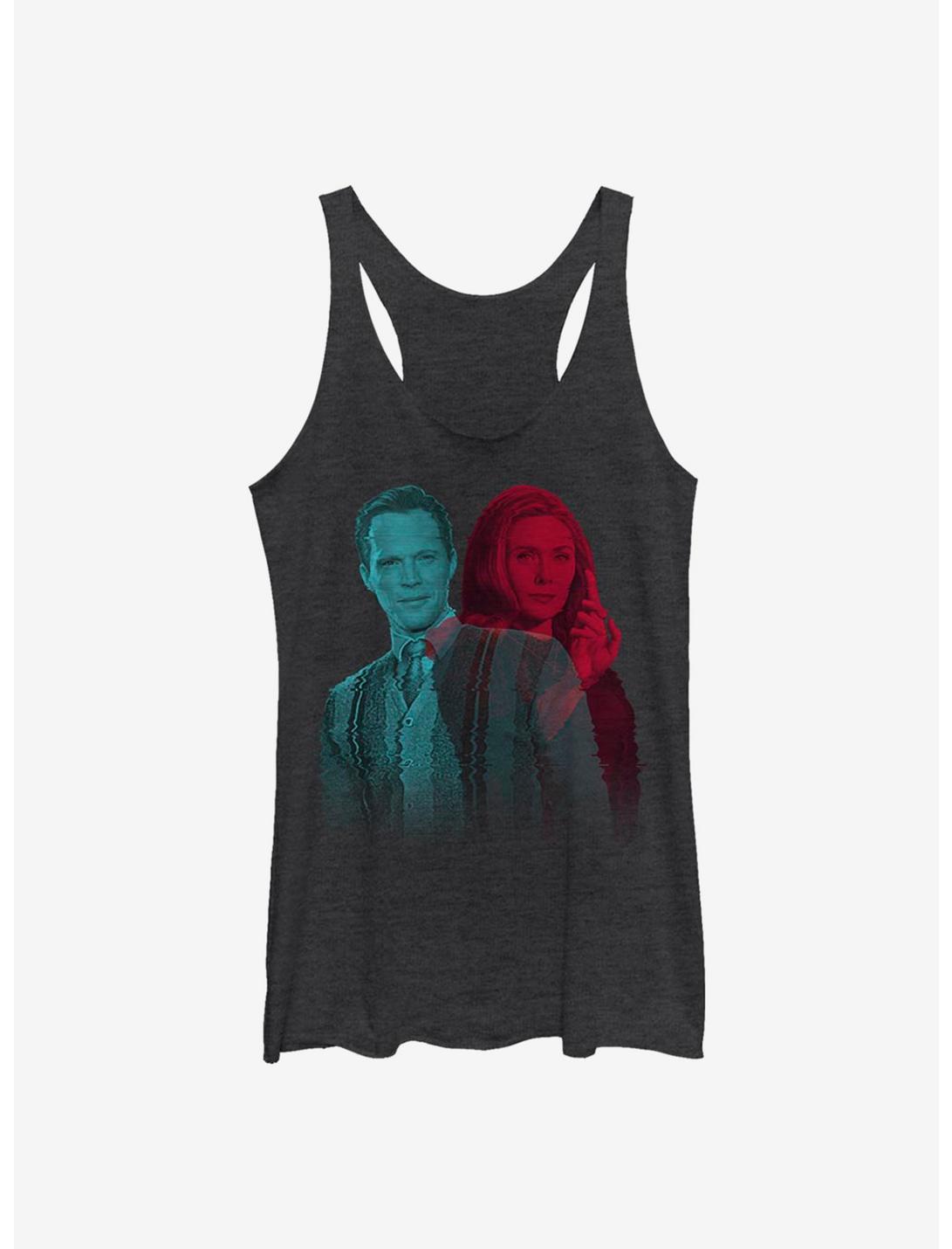 Marvel WandaVision Glitchy Overlay Normal Couple Womens Tank Top, BLK HTR, hi-res
