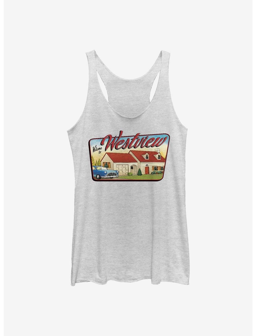 Marvel WandaVision Westview Welcome Womens Tank Top, WHITE HTR, hi-res