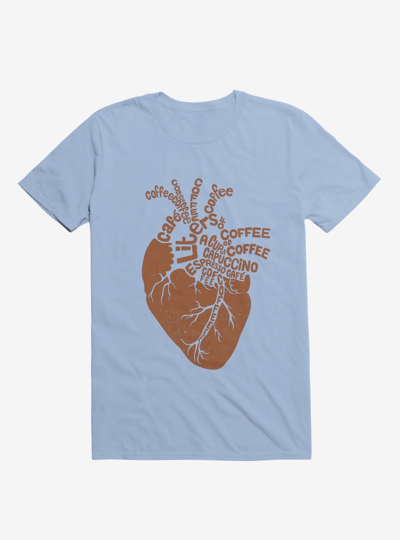 Coffee Lover Heart T-Shirt, LIGHT BLUE, hi-res