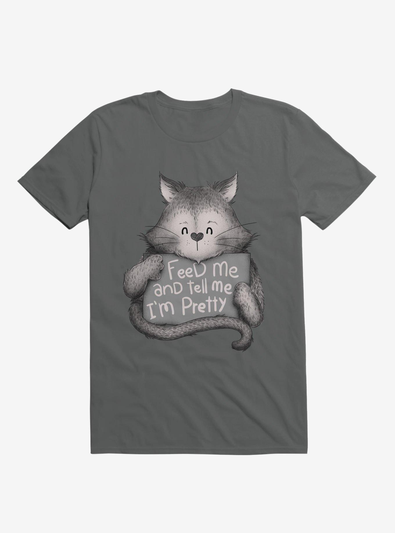 Feed Me And Tell Me I'm Pretty Cat T-Shirt, CHARCOAL, hi-res