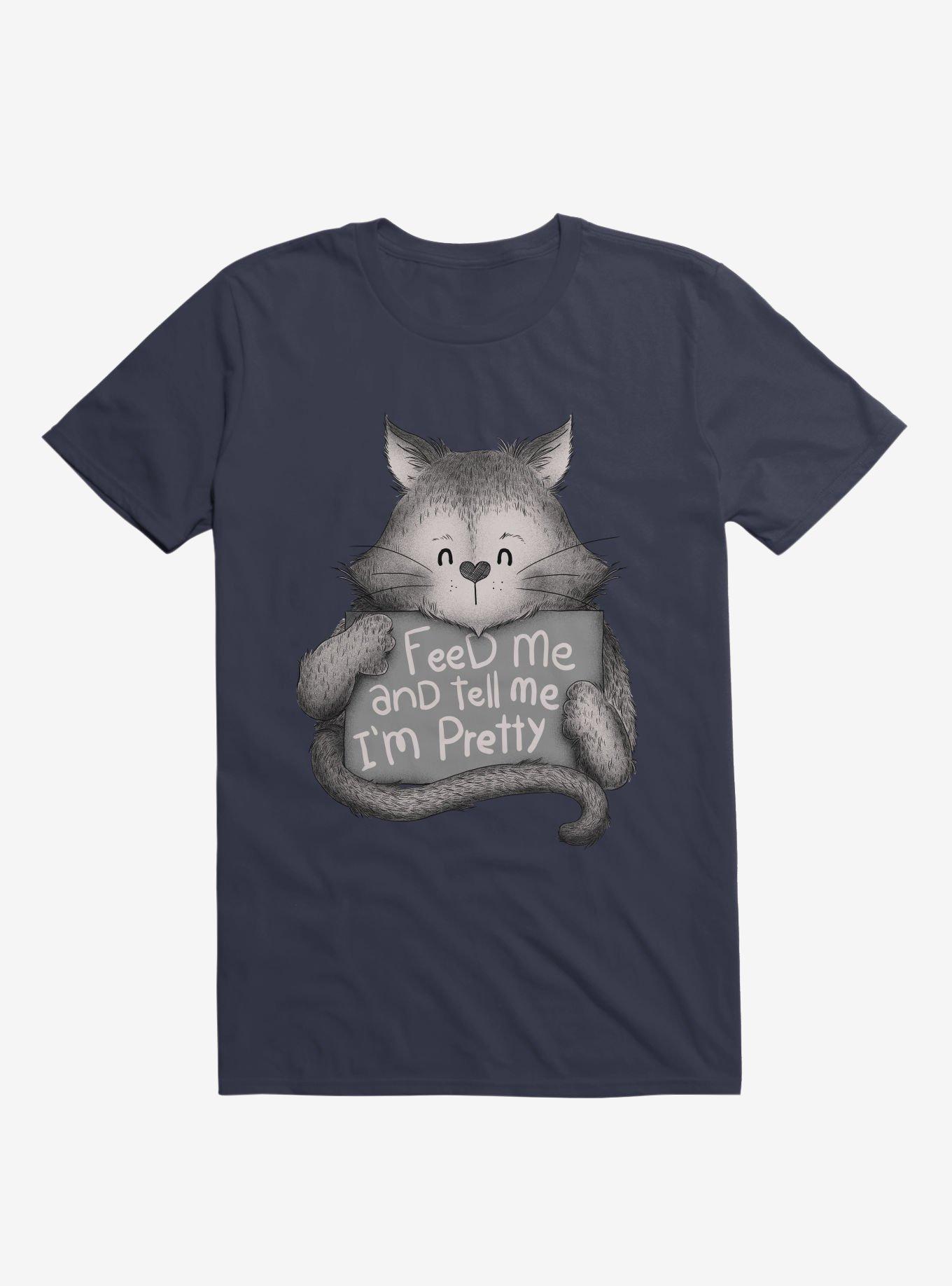 Feed Me And Tell Me I'm Pretty Cat T-Shirt, NAVY, hi-res
