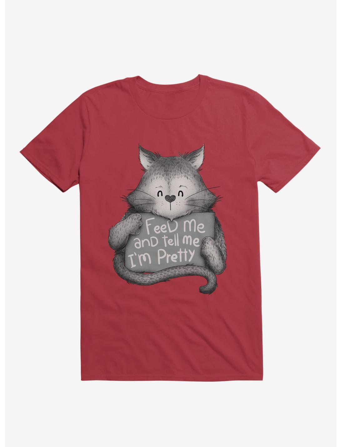Feed Me And Tell Me I'm Pretty Cat T-Shirt, RED, hi-res