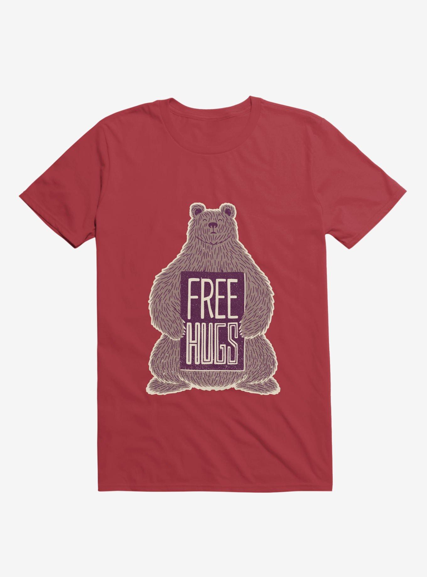 Free Hugs Bear T-Shirt, RED, hi-res