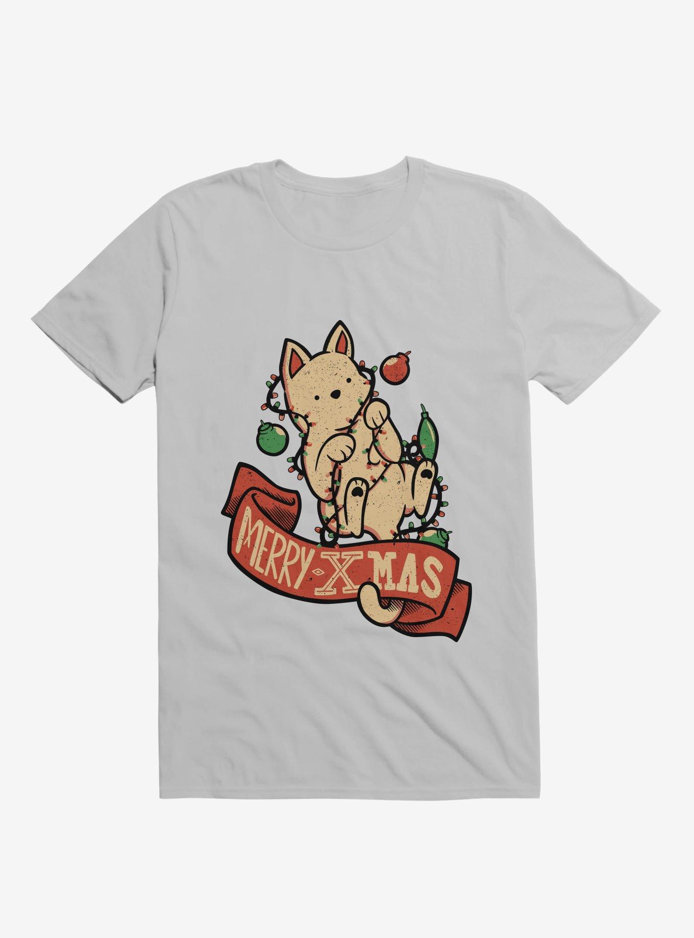 Merry Xmas Cat T-Shirt, ICE GREY, hi-res
