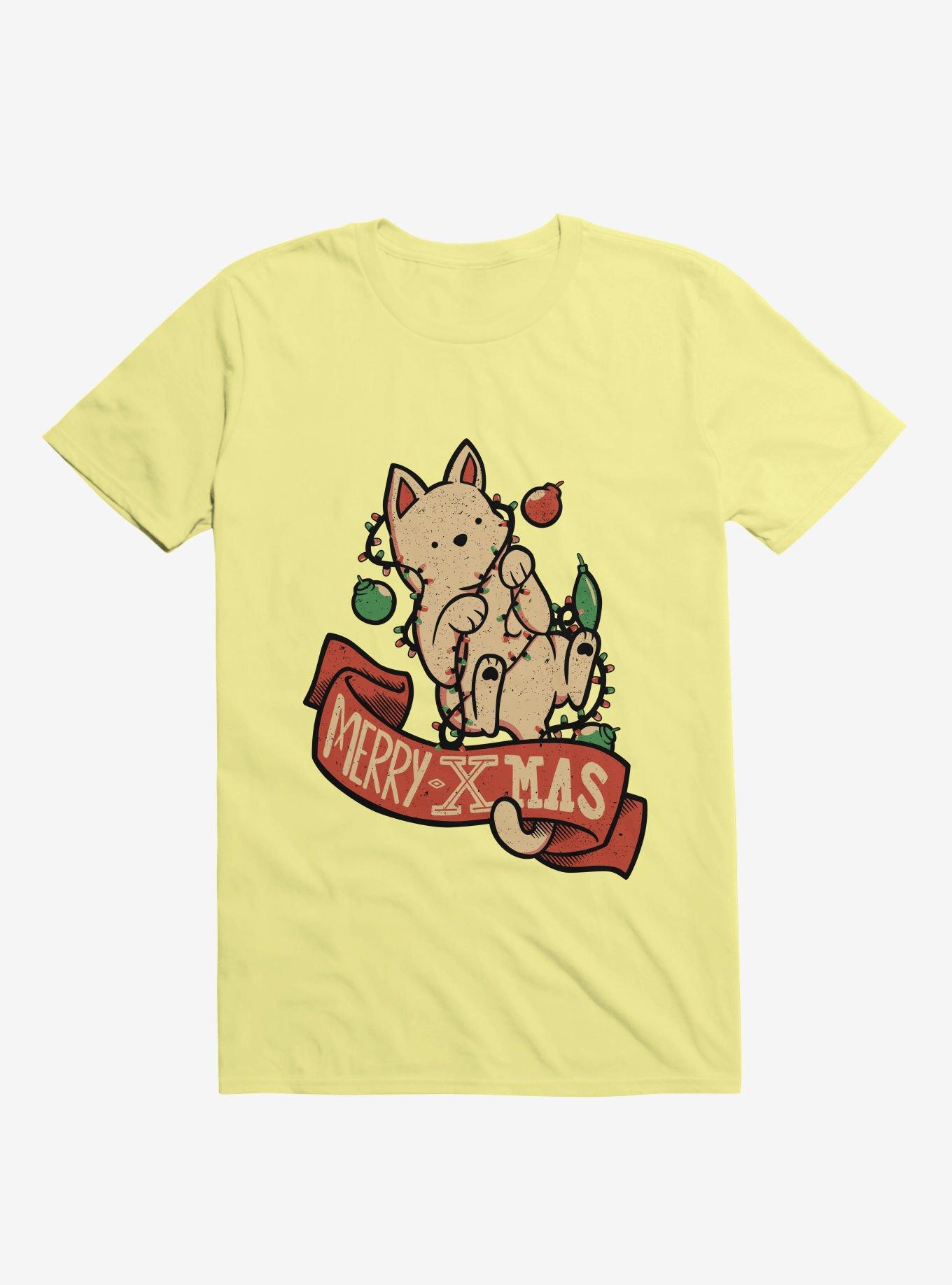 Merry Xmas Cat T-Shirt, CORN SILK, hi-res