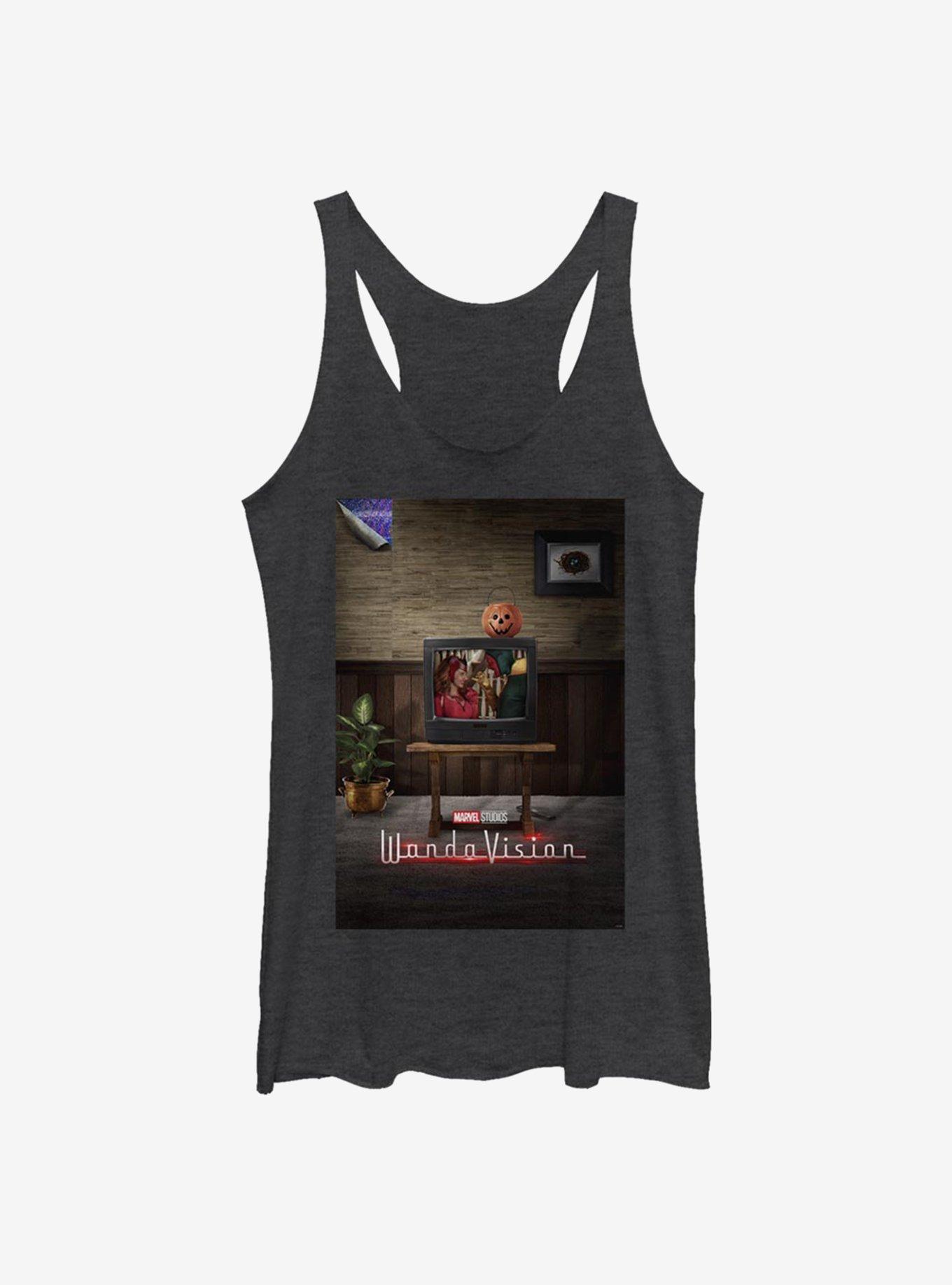 Marvel WandaVision Poster 90s Womens Tank Top, BLK HTR, hi-res