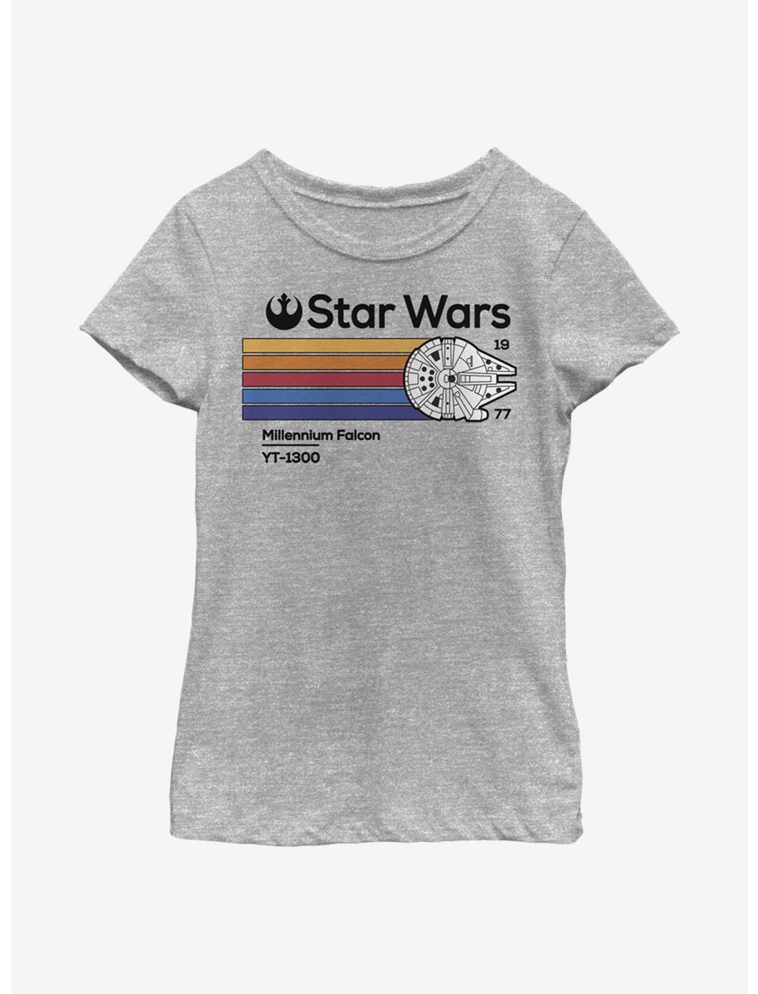 Star Wars Falcon Color Lines Youth Girls T-Shirt, ATH HTR, hi-res