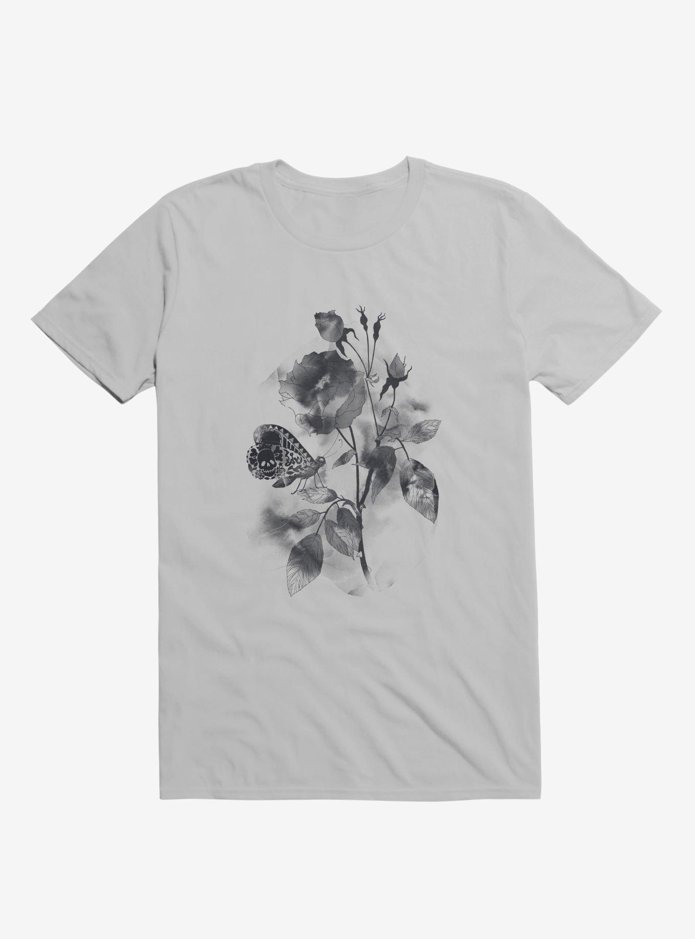 Inked Butterfly Rose T-Shirt, ICE GREY, hi-res