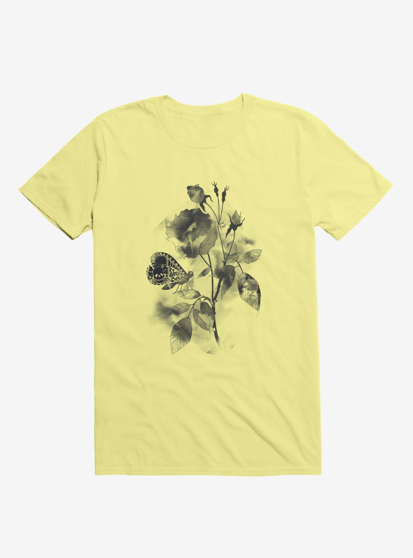 Inked Butterfly Rose T-Shirt, CORN SILK, hi-res
