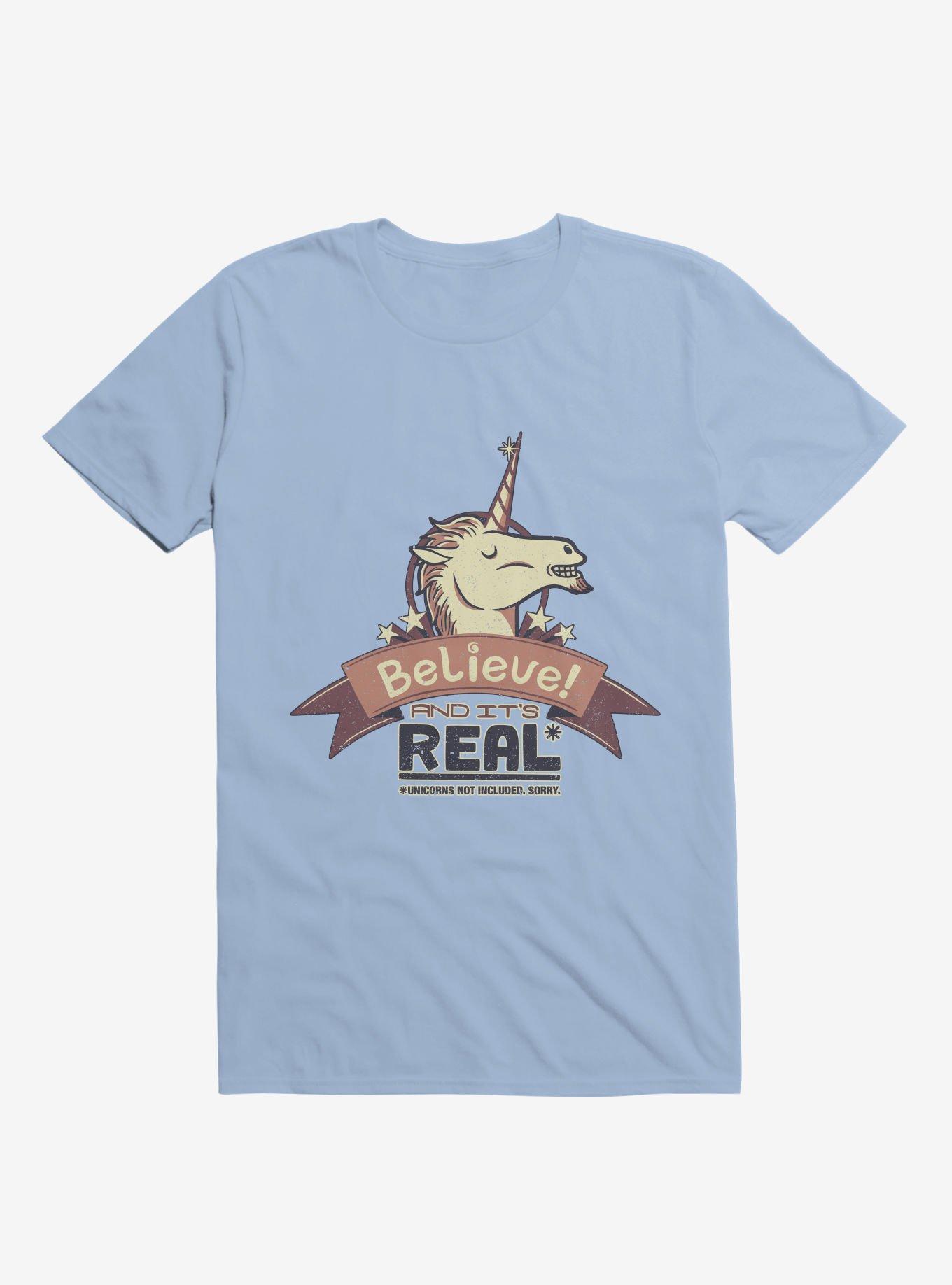 Unicorn Believe And It's Real T-Shirt, LIGHT BLUE, hi-res
