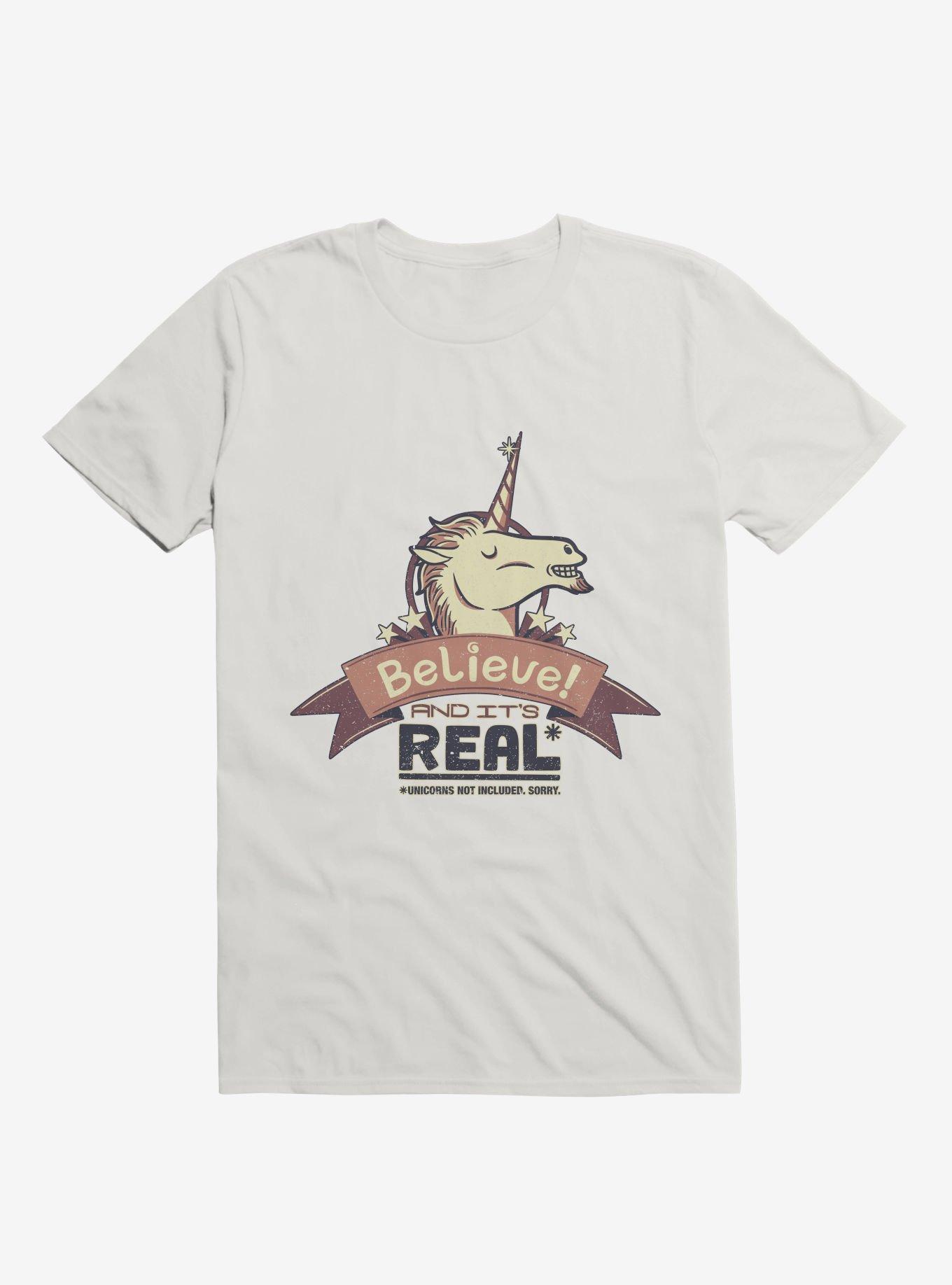 Unicorn Believe And It's Real T-Shirt, WHITE, hi-res