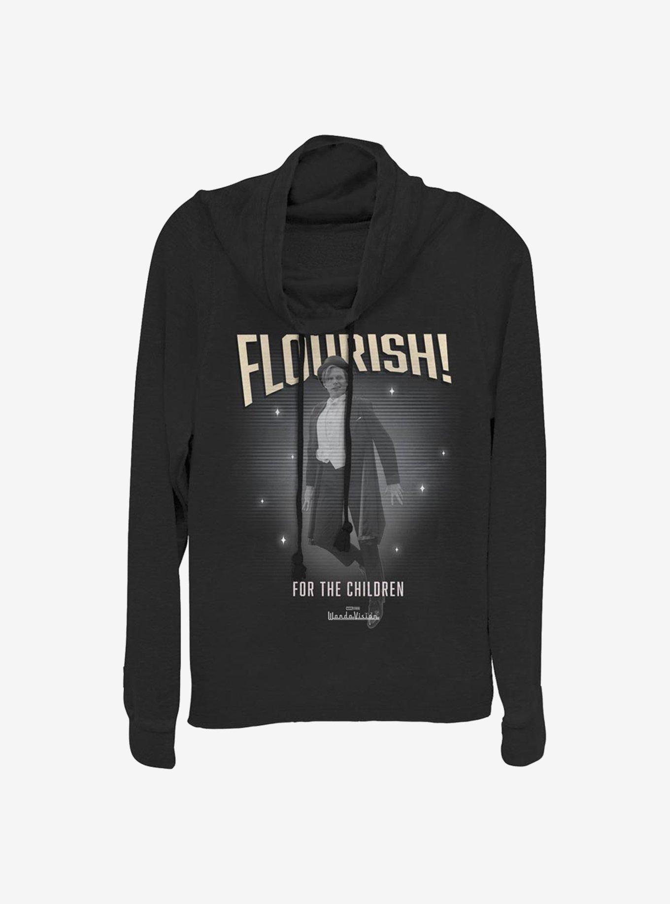 Marvel WandaVision Flourish Vision Cowlneck Long-Sleeve Girls Top, BLACK, hi-res