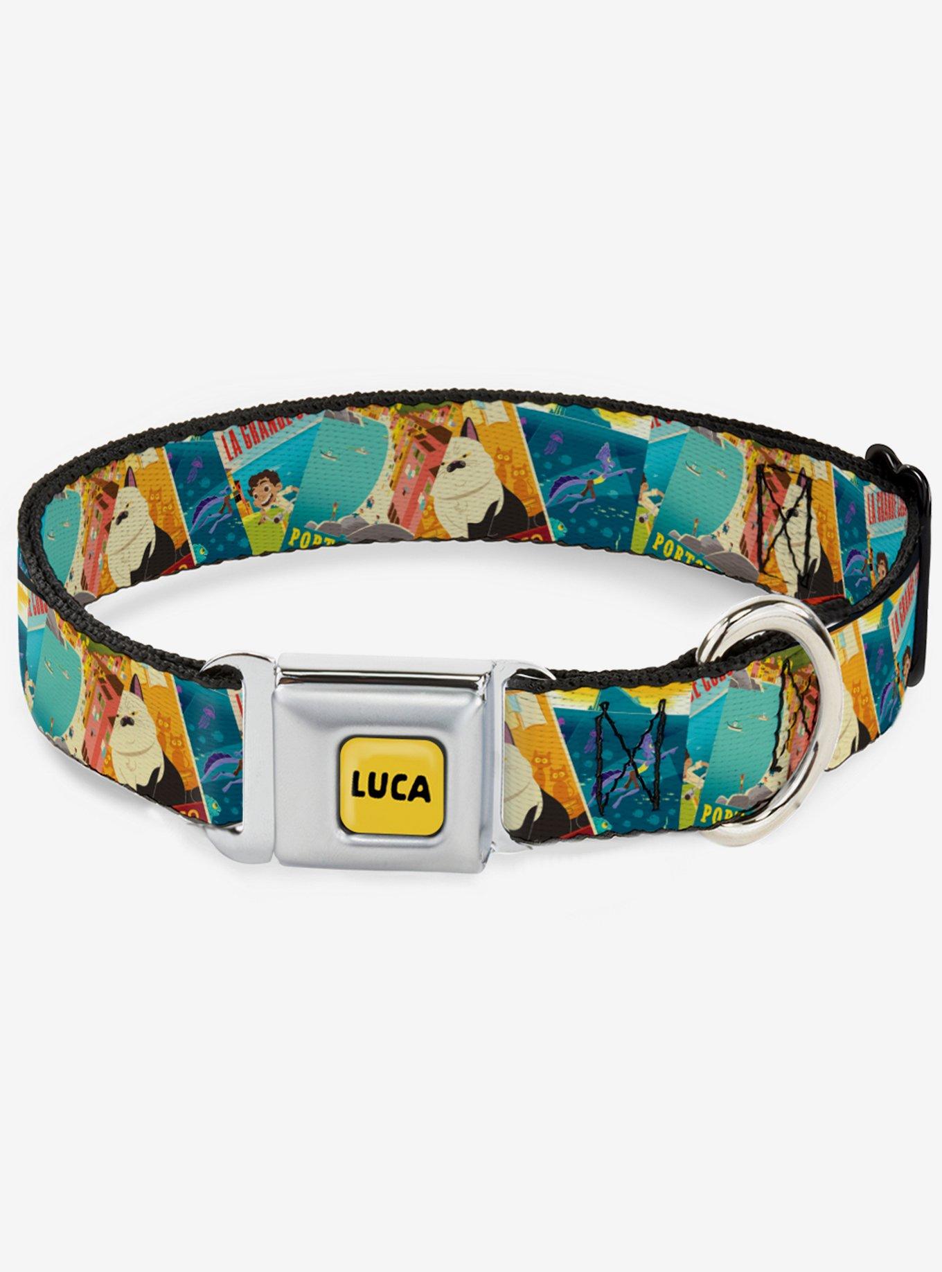 Luca The Piazza Poster Seatbelt Dog Collar, BLACK, hi-res