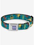 Luca and Alberto Sea Monsters Swimming Seatbelt Dog Collar, BLACK, hi-res