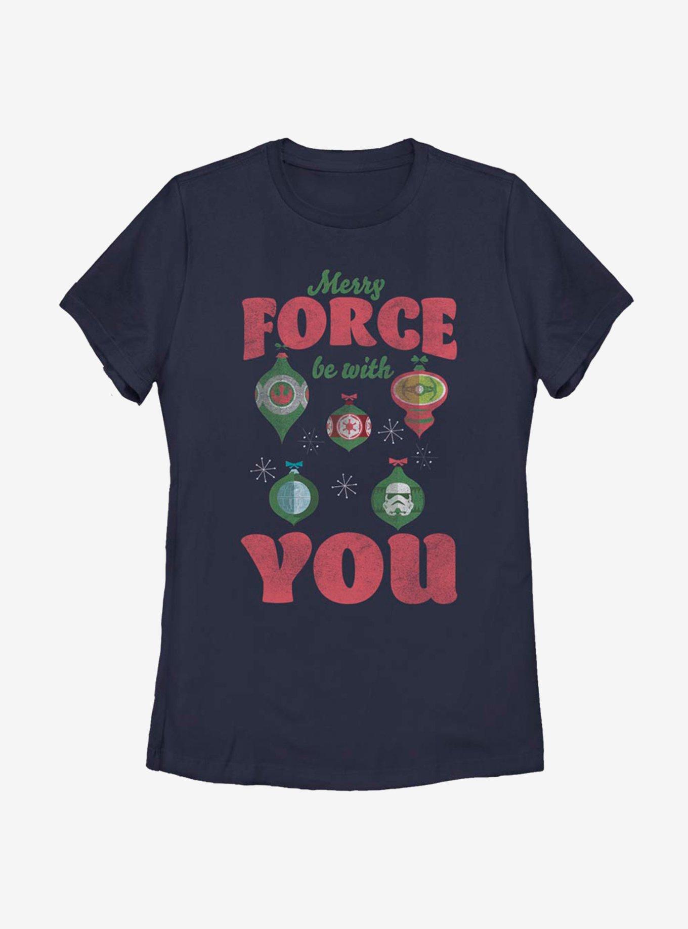 Star Wars Merry Force Decorations Womens T-Shirt, NAVY, hi-res