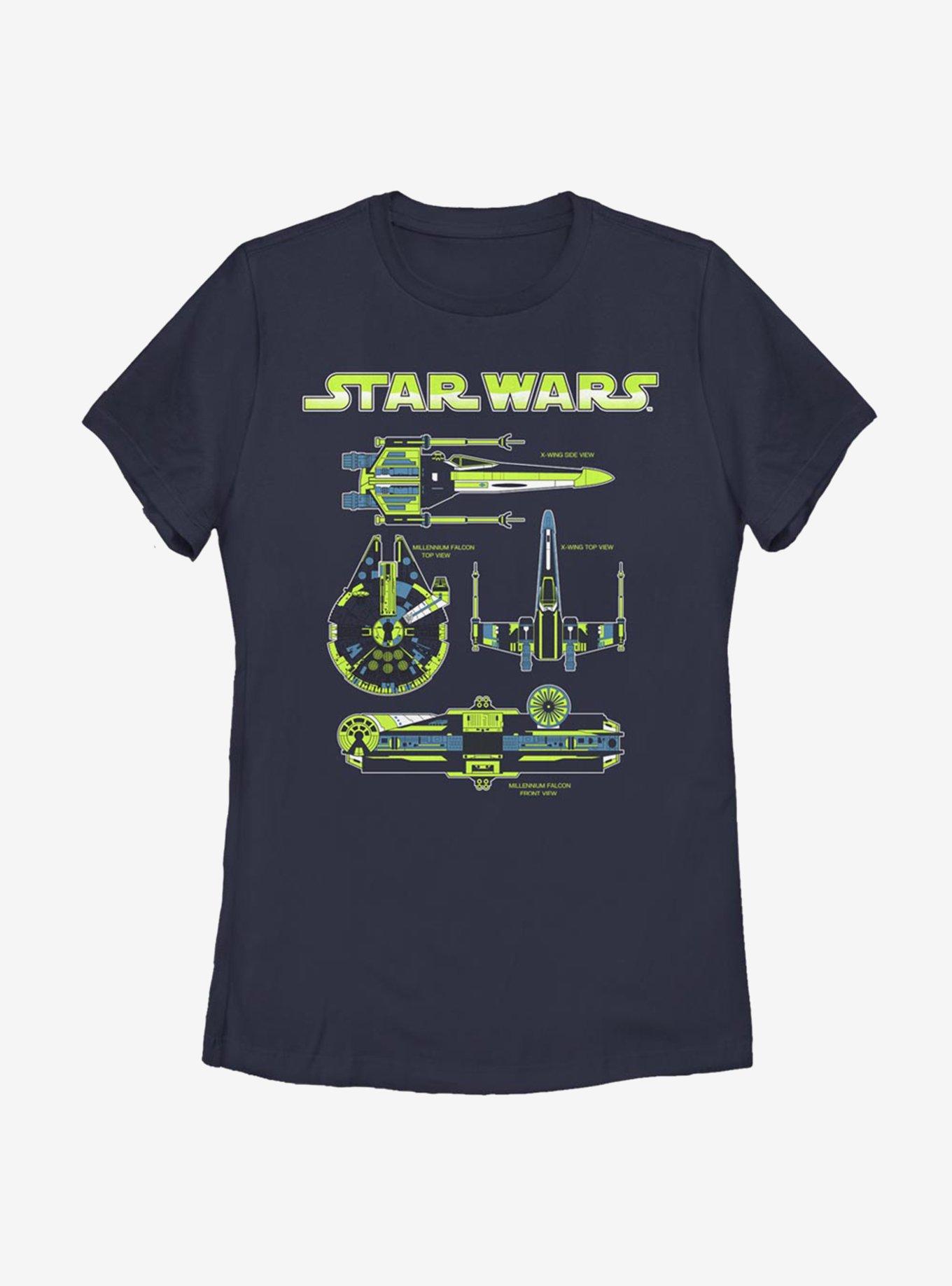 Star Wars Ship Specs Womens T-Shirt, NAVY, hi-res