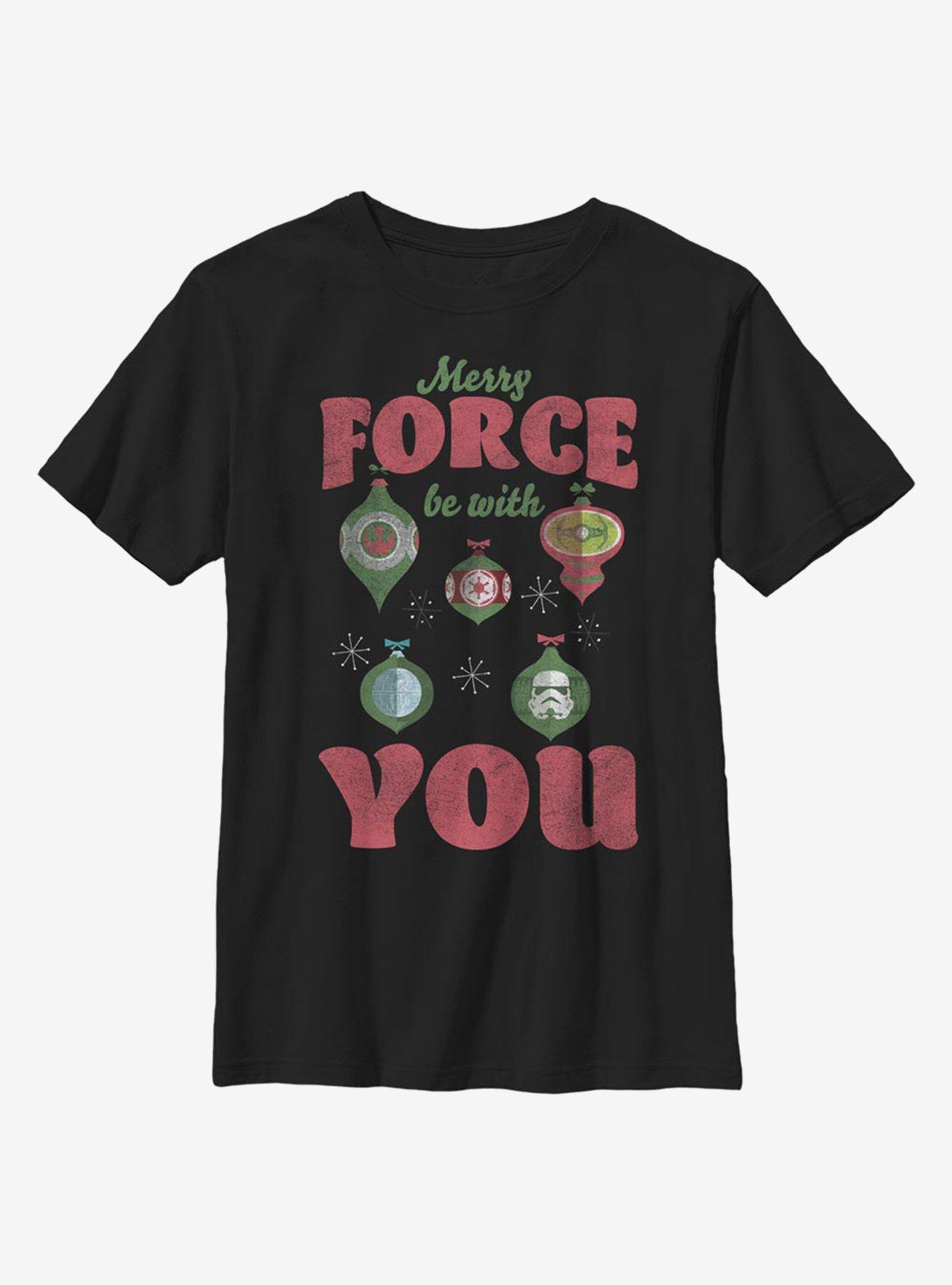 Star Wars Merry Force Decorations Youth T-Shirt, BLACK, hi-res