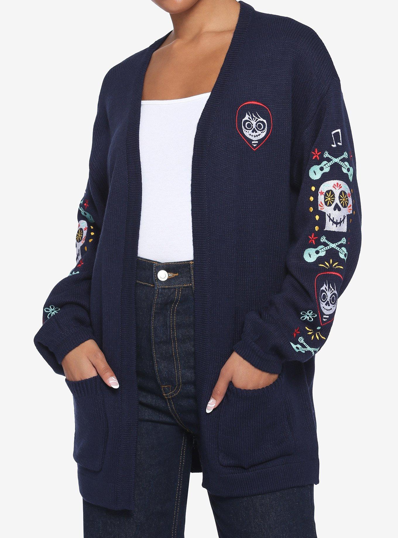 Disney Pixar Coco Embroidered Skulls Girls Open Cardigan, MULTI, hi-res