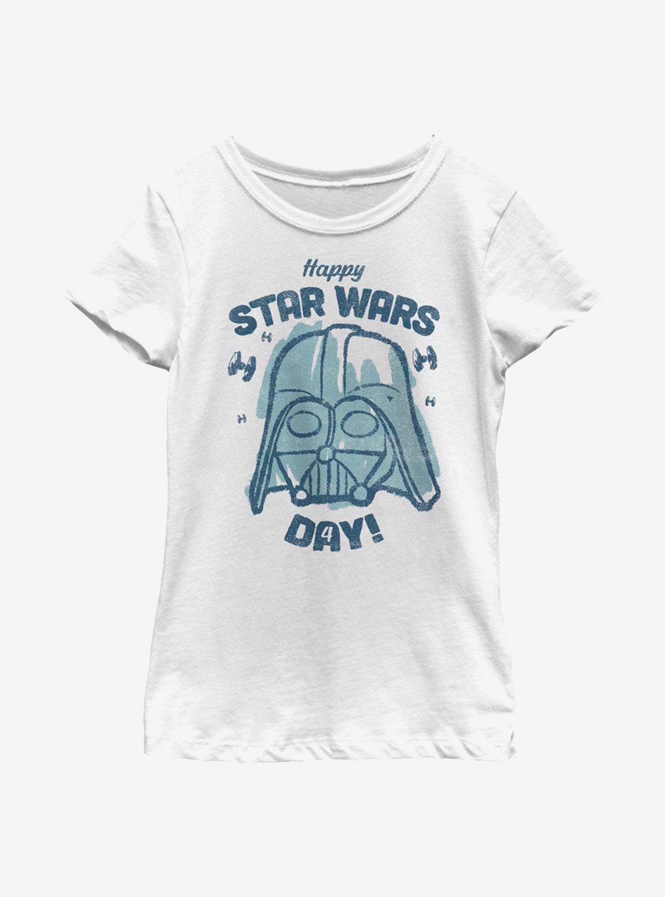 Star Wars Vader Happy Star Wars Day! Youth Girls T-Shirt, WHITE, hi-res
