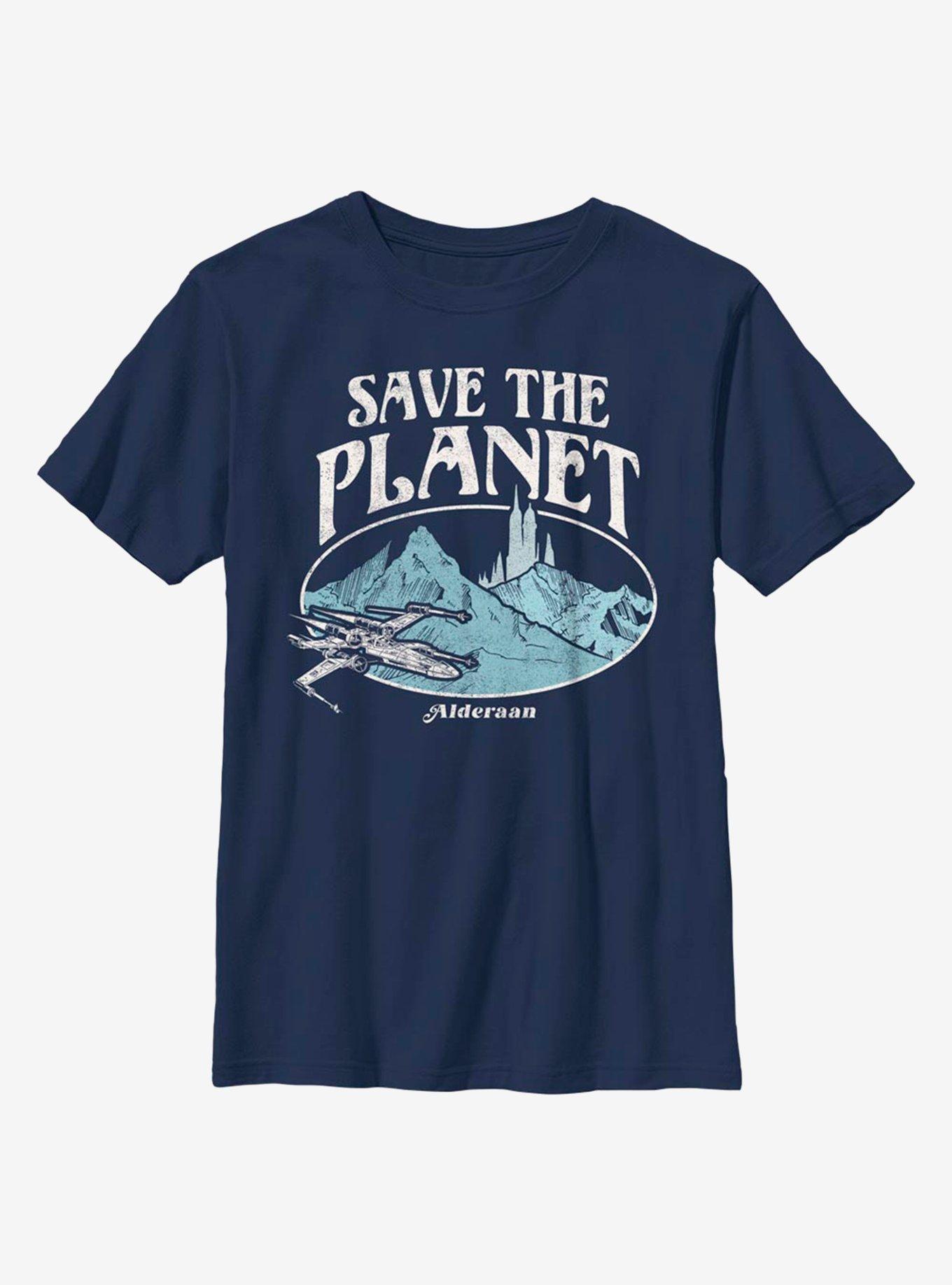 Star Wars Save The Planet Alderaan Youth T-Shirt, NAVY, hi-res