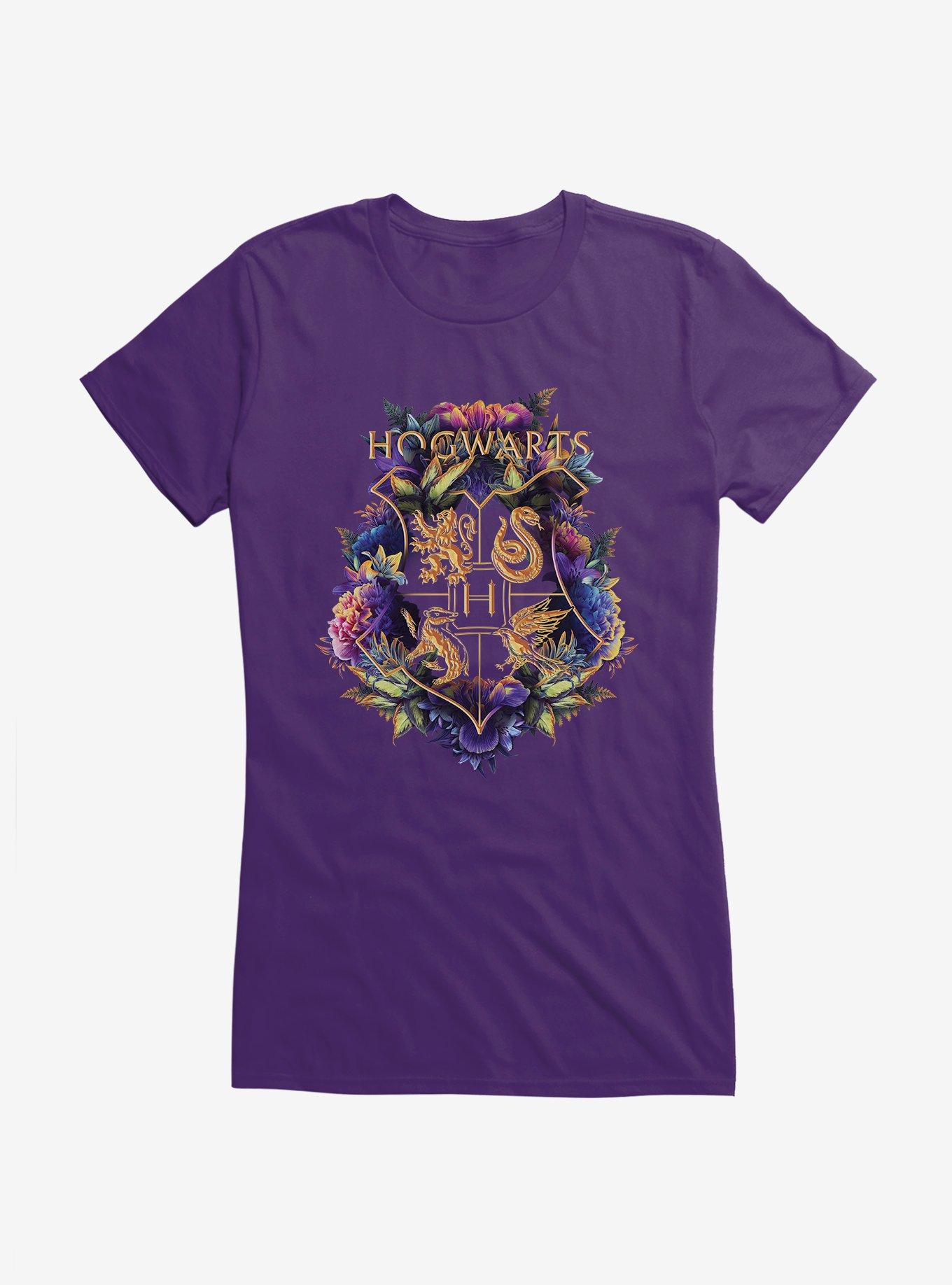 Harry Potter Hogwarts Floral Shield Girls T-Shirt, PURPLE, hi-res