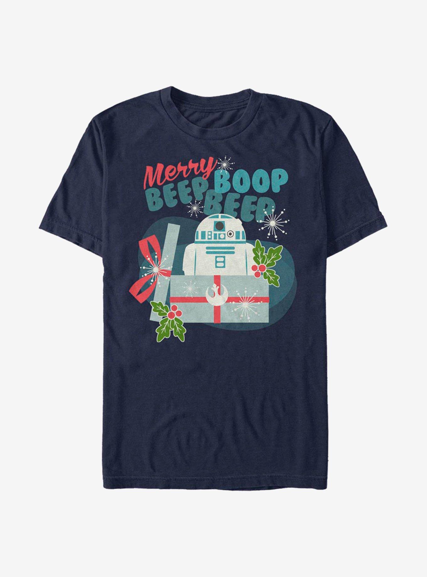 Star Wars Merry Beep Boop R2 T-Shirt, NAVY, hi-res