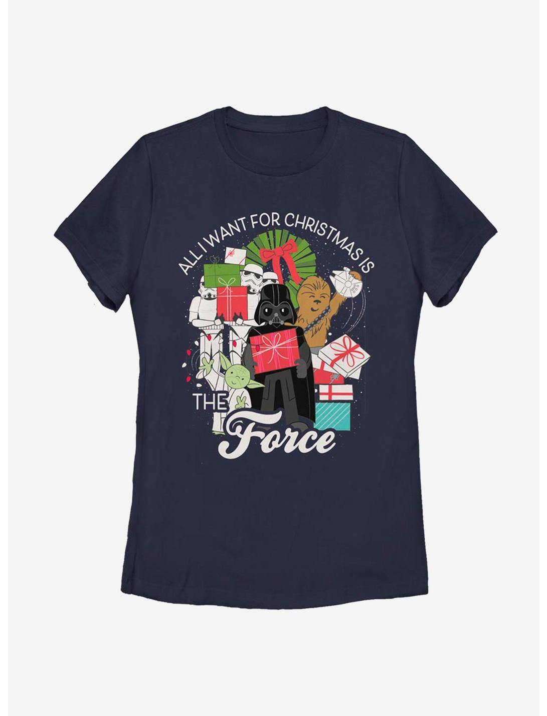 Star Wars All I Want For Christmas Is The Force Womens T-Shirt, NAVY, hi-res