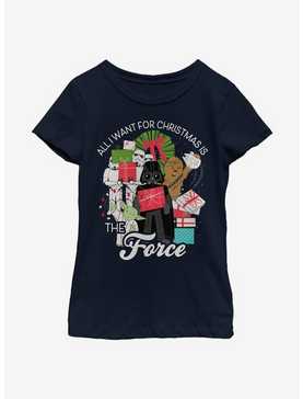 Star Wars All I Want For Christmas Is The Force Youth Girls T-Shirt, , hi-res