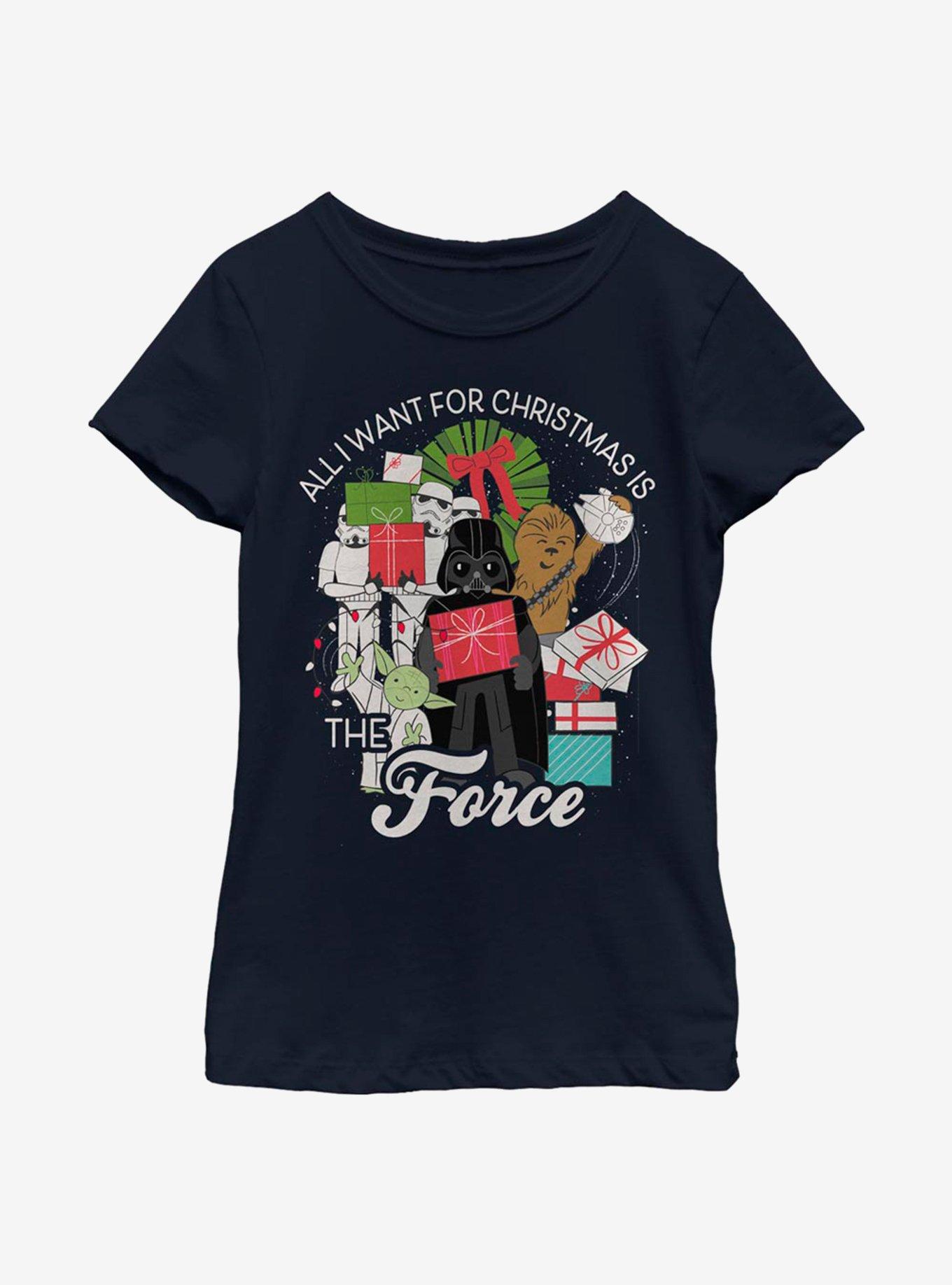 Star Wars All I Want For Christmas Is The Force Youth Girls T-Shirt, , hi-res