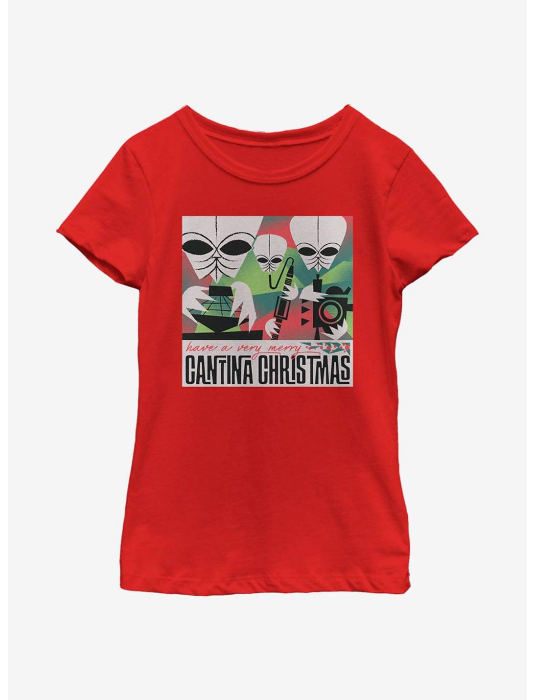 Star Wars Cantina Christmas Youth Girls T-Shirt, RED, hi-res