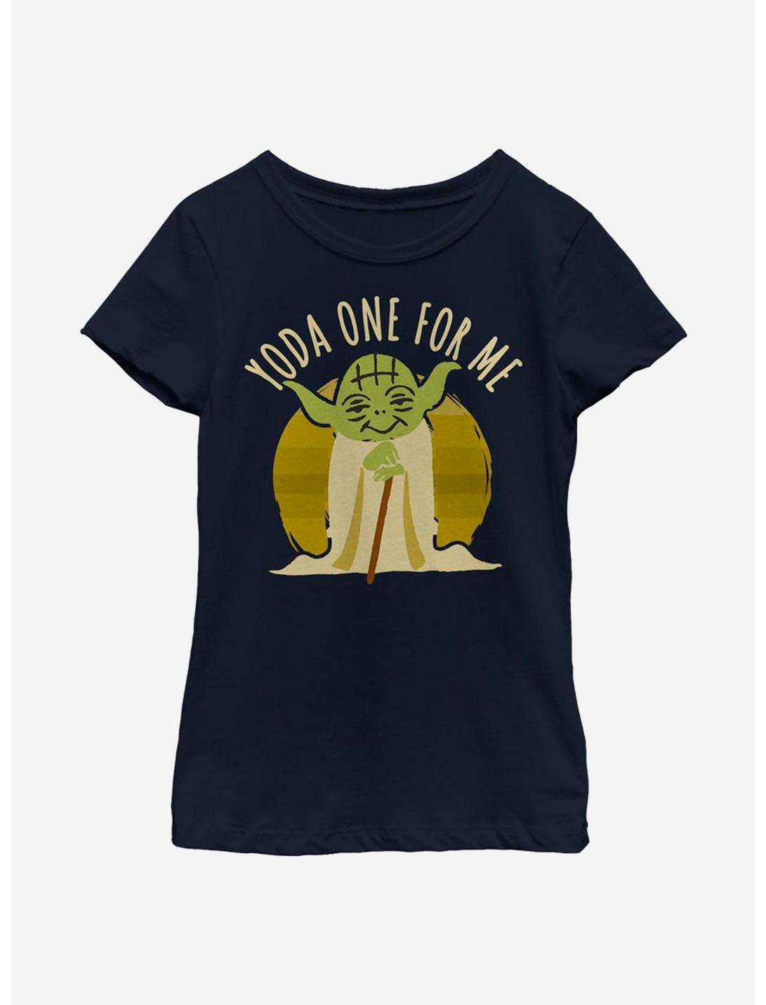 Star Wars Yoda One For Me Circle Youth Girls T-Shirt, NAVY, hi-res